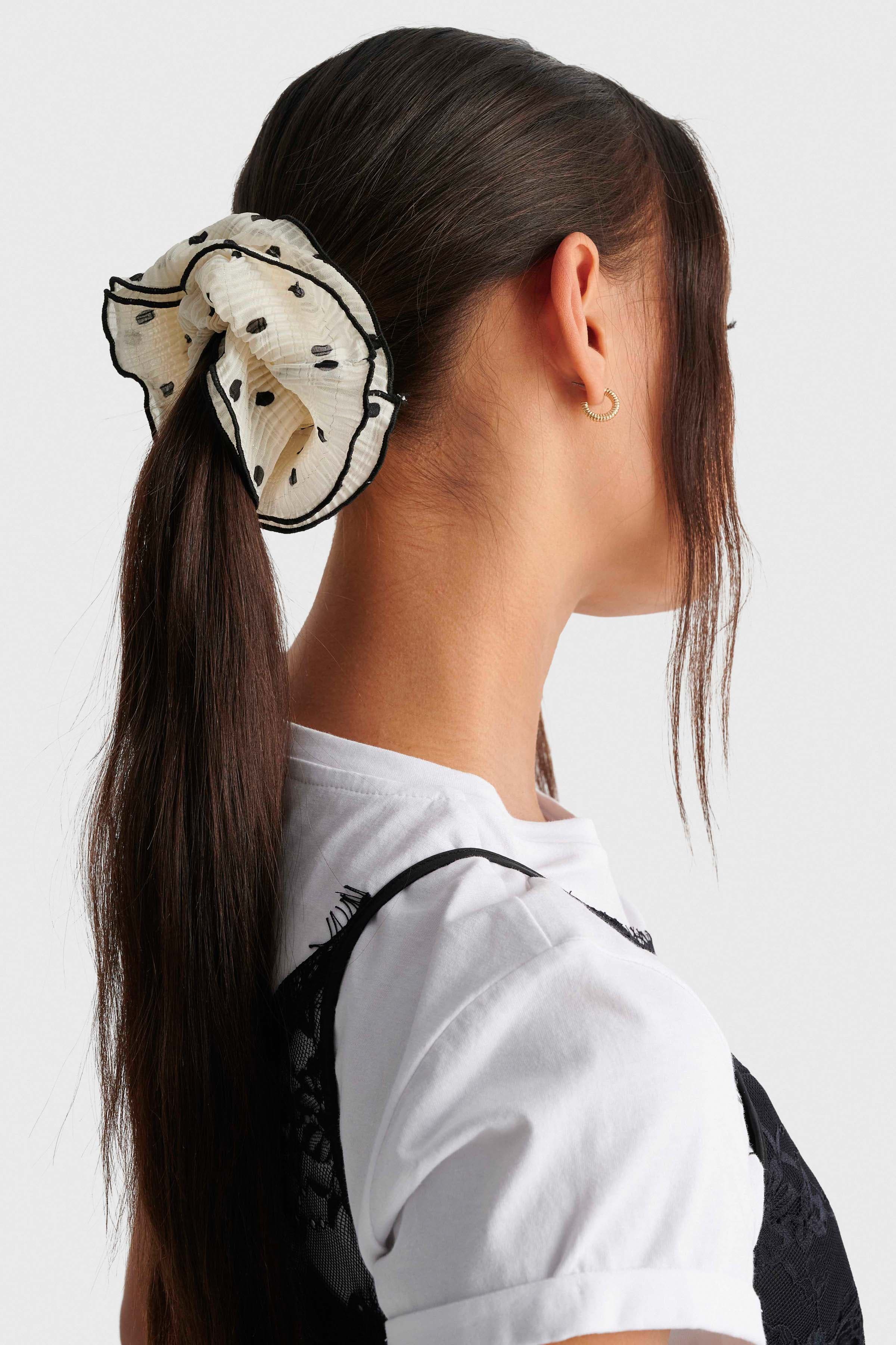 Scrunchie μαλλιών πουά - WHITE/BLACK