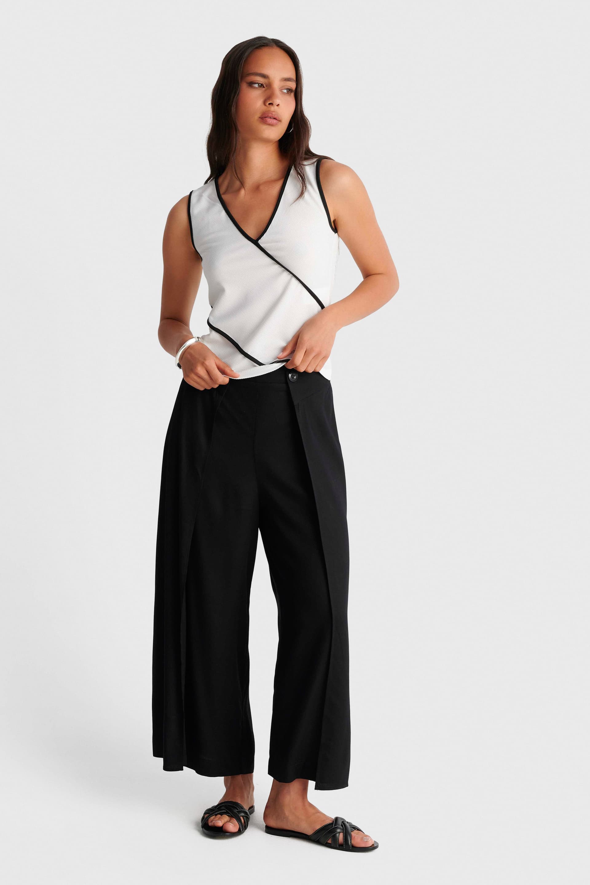 Τοπ ριπ δίχρωμο - Λευκό