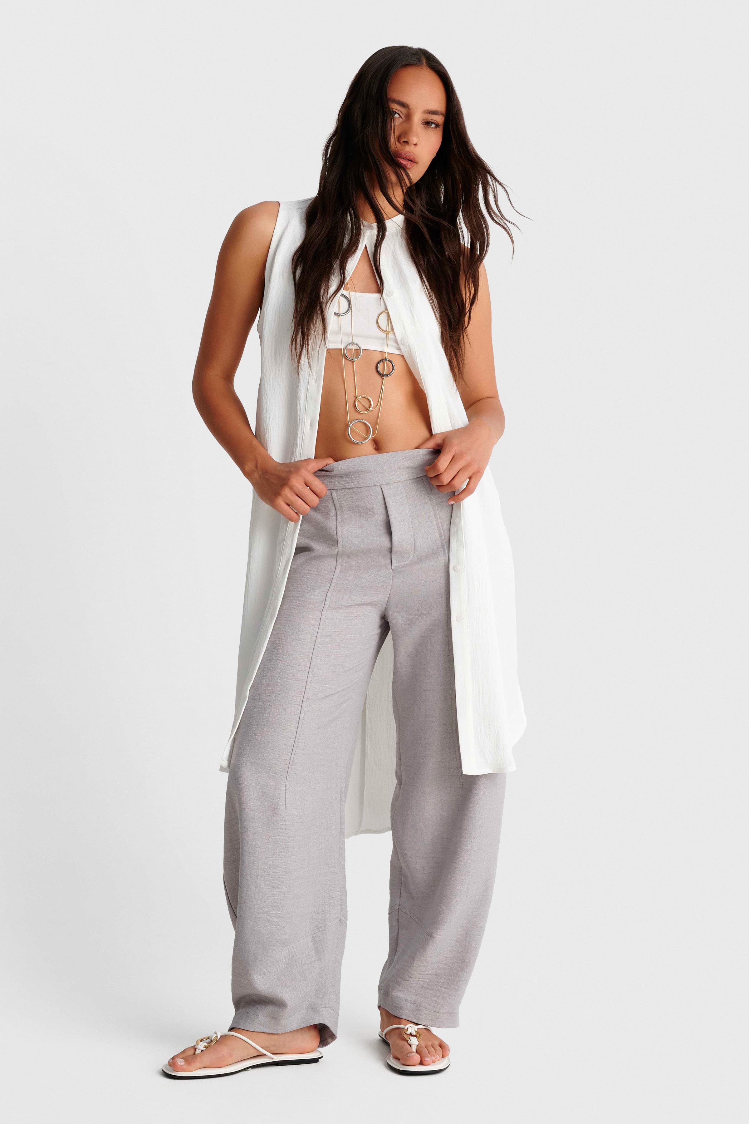 Πουκαμίσα αμάνικη μακριά - Λευκό