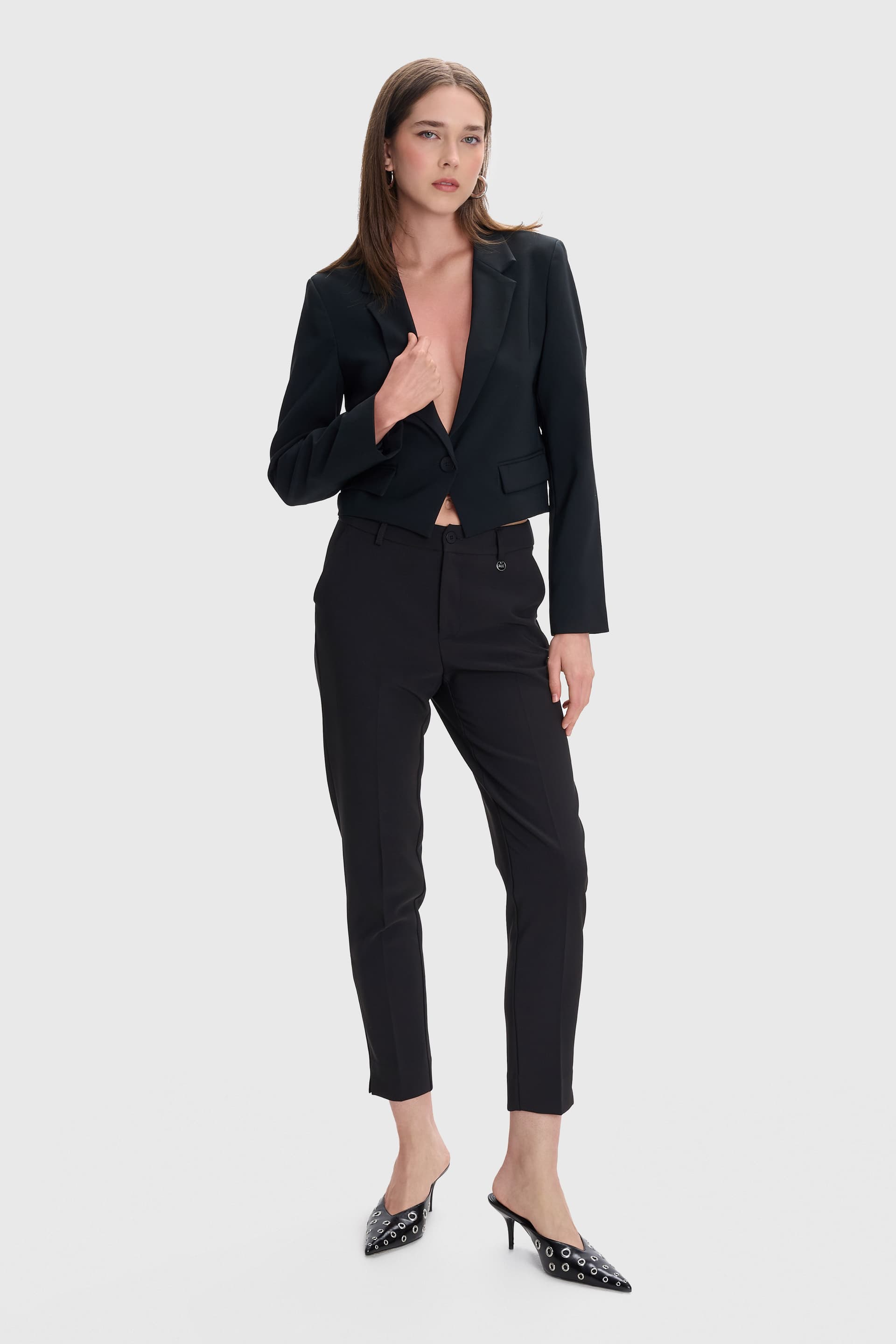Σακάκι crop κοστουμιού - Μαύρο
