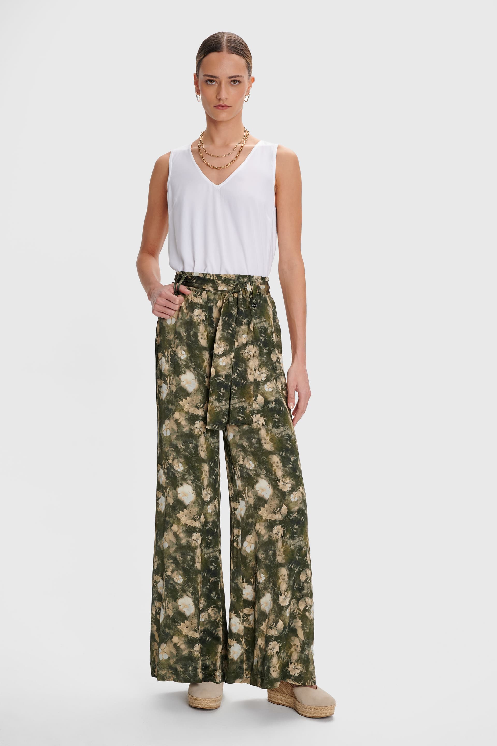 Παντελόνα φλοράλ σατέν υφή - Πολύχρωμο