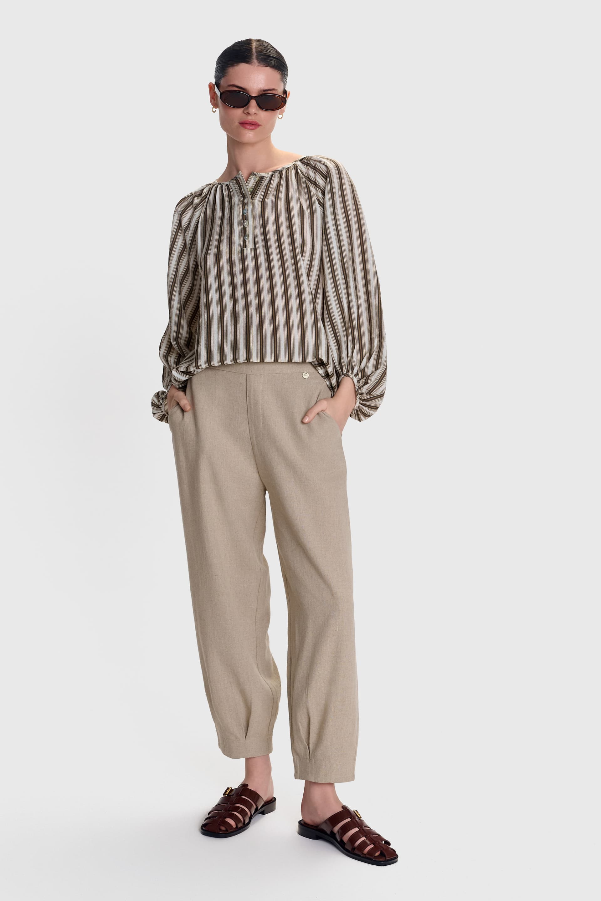 Τουνίκ ριγέ με κουμπιά - Πολύχρωμο