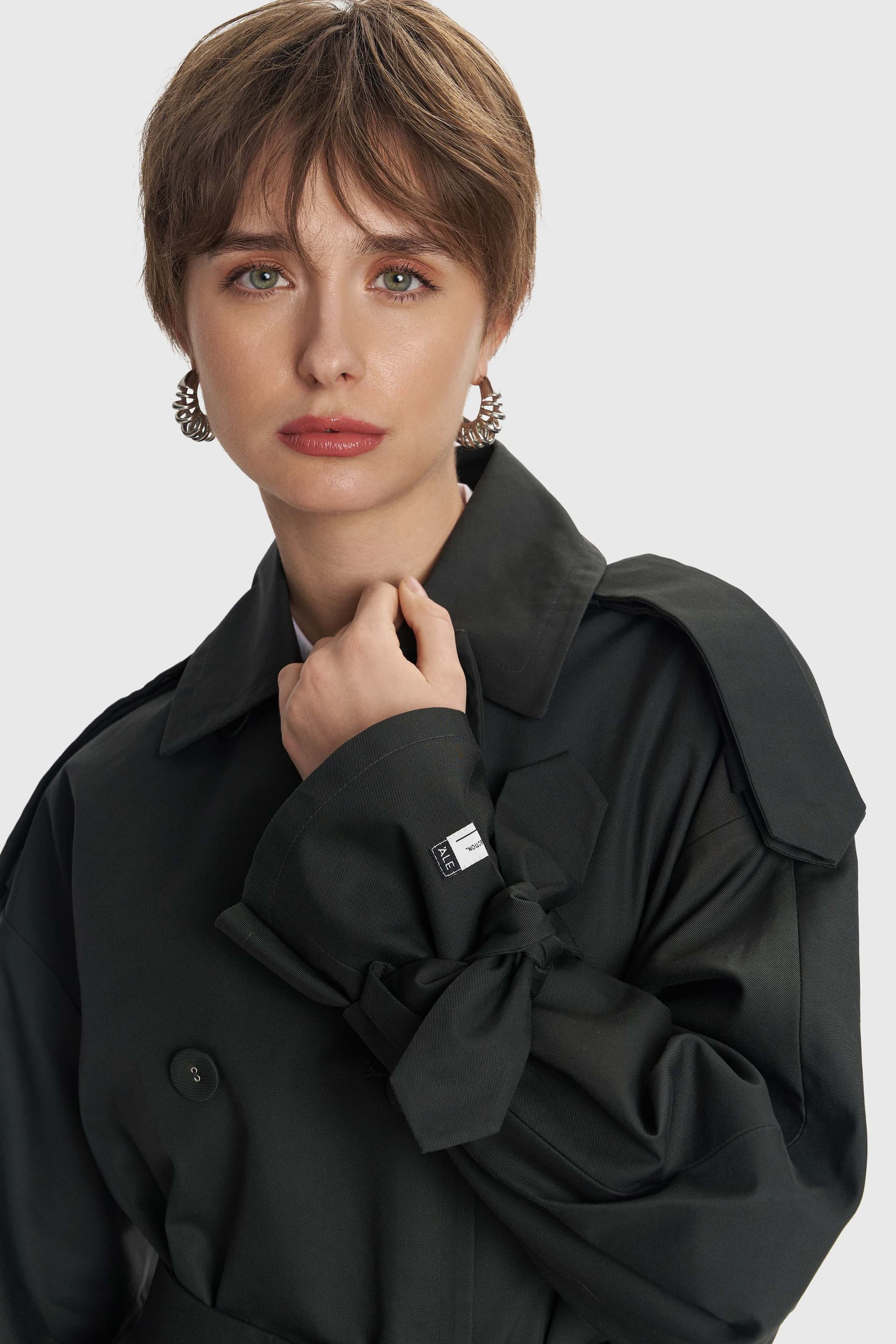 Καμπαρντίνα μακριά με κουμπιά στο πίσω μέρος - Ανθρακί