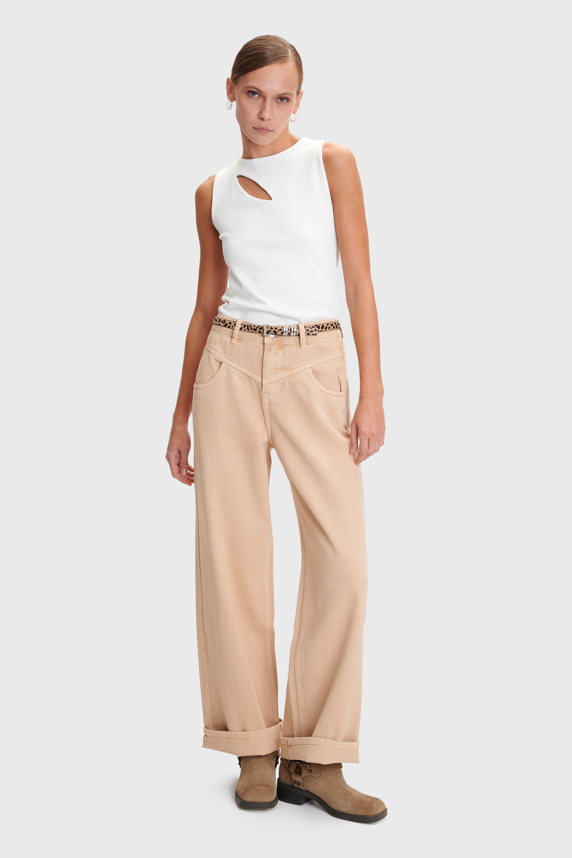 Παντελόνι τζιν straight fit - Μπεζ