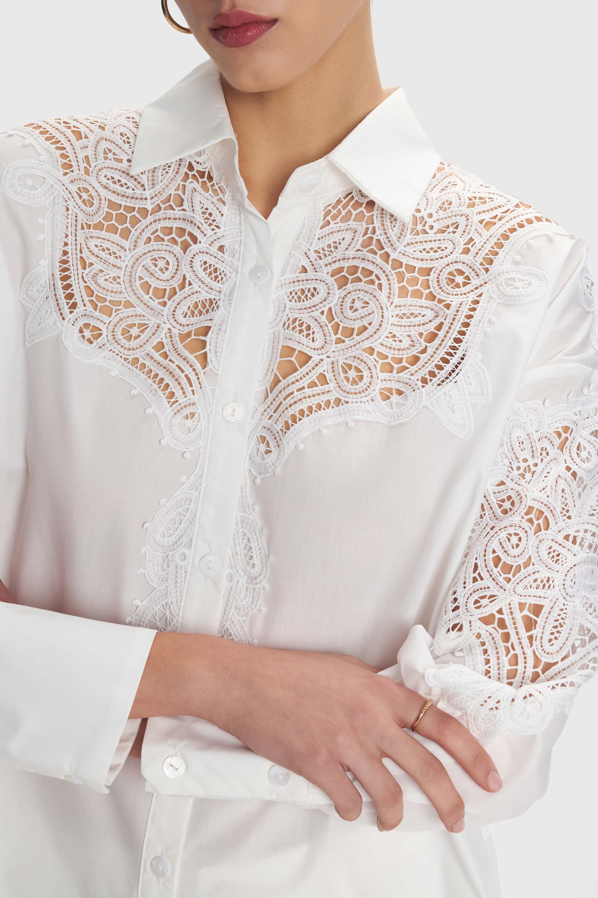 Πουκάμισο με δαντέλα - Λευκό