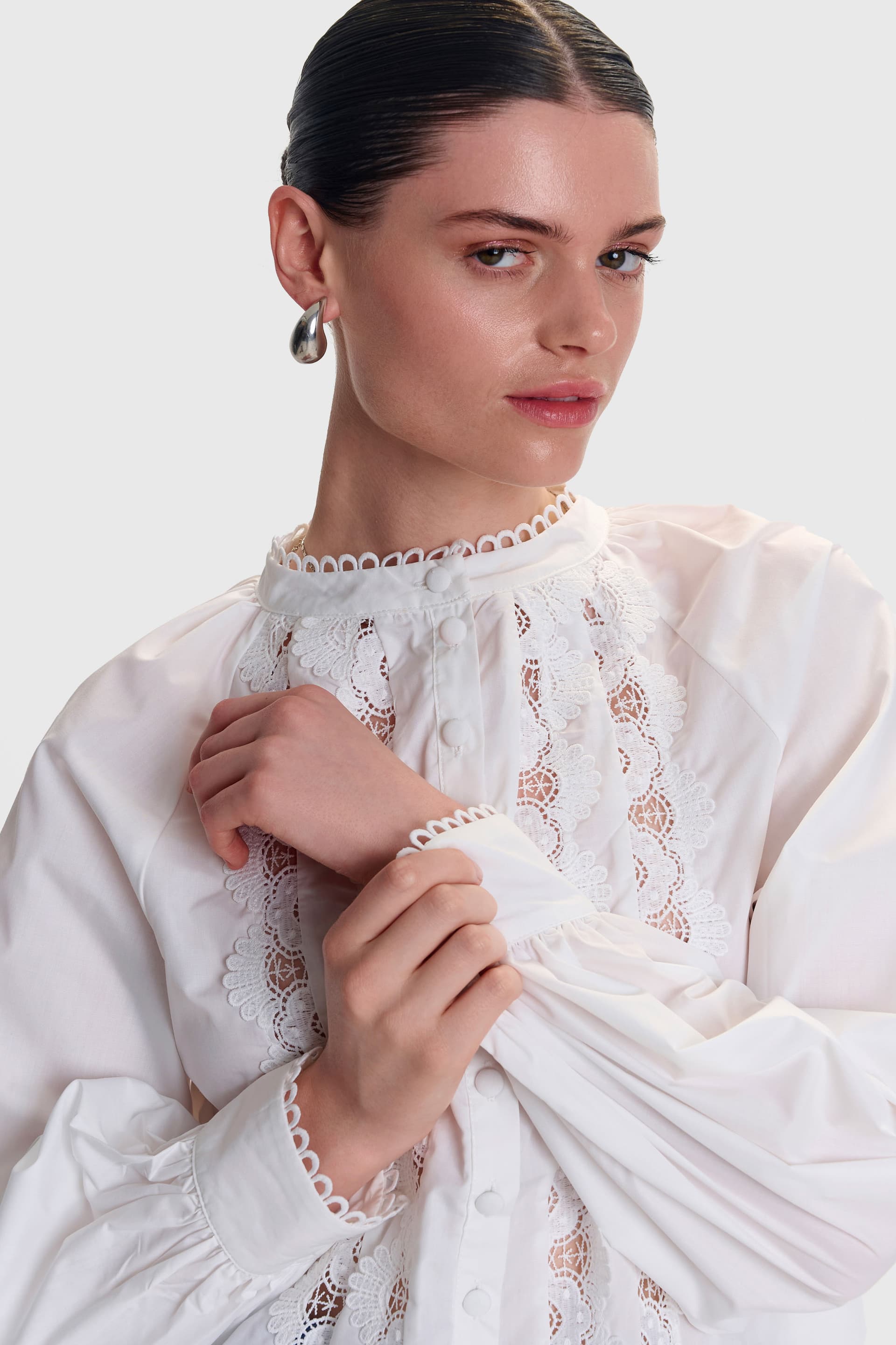 Πουκάμισο με δαντέλα - Λευκό