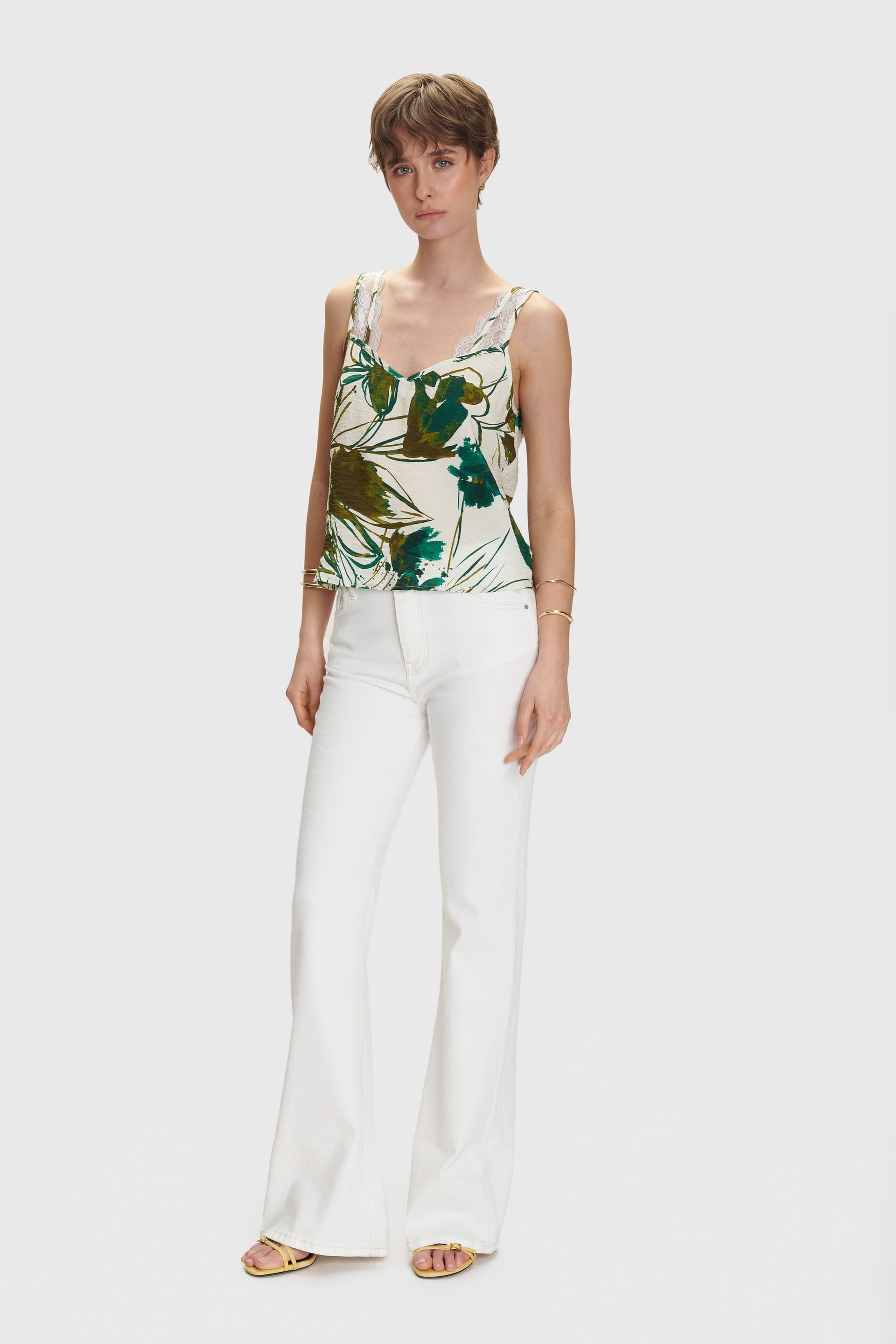 Παντελόνι τζιν σε γραμμή καμπάνα - Λευκό