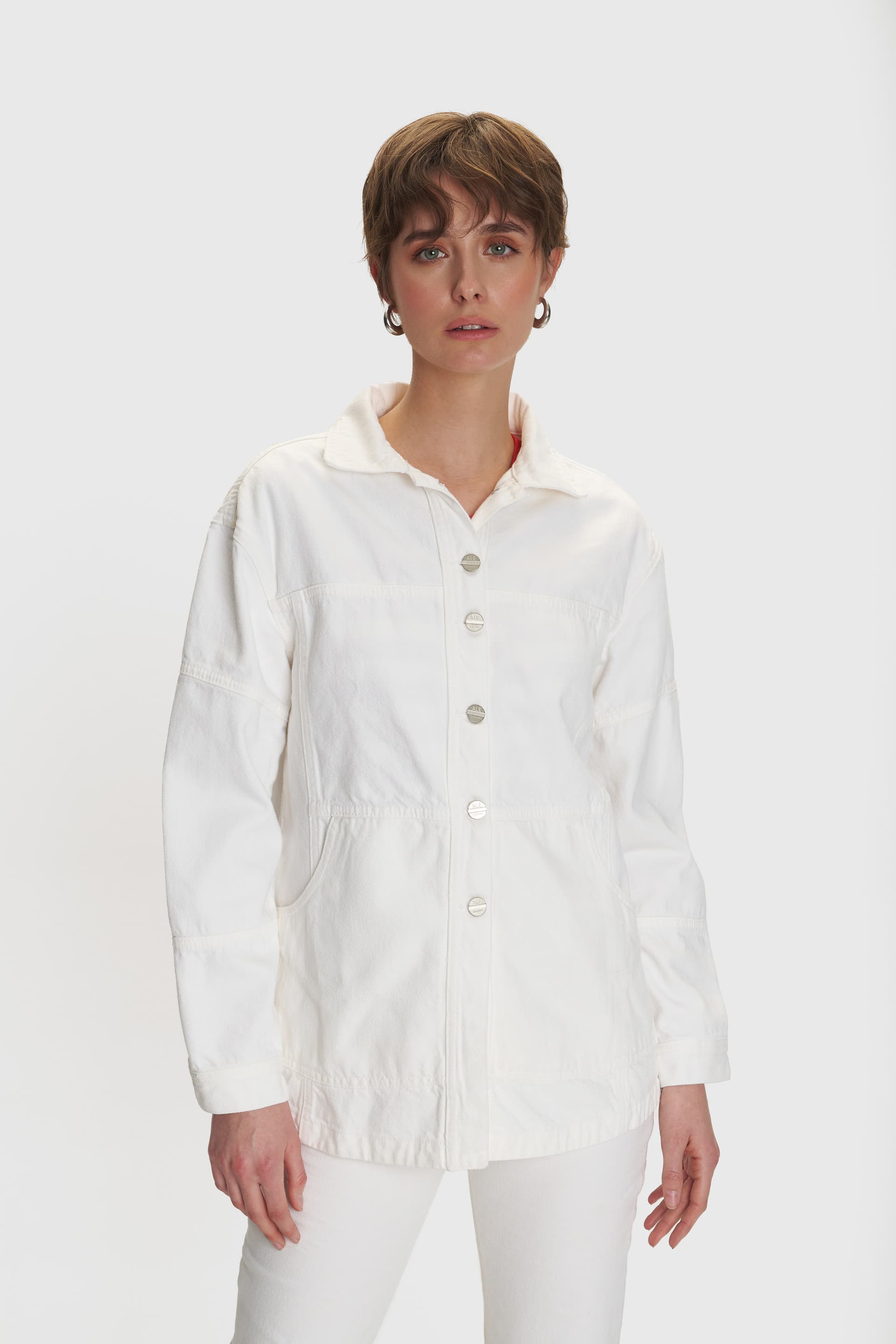 Μπουφάν τζιν σε στιλ overshirt - Λευκό