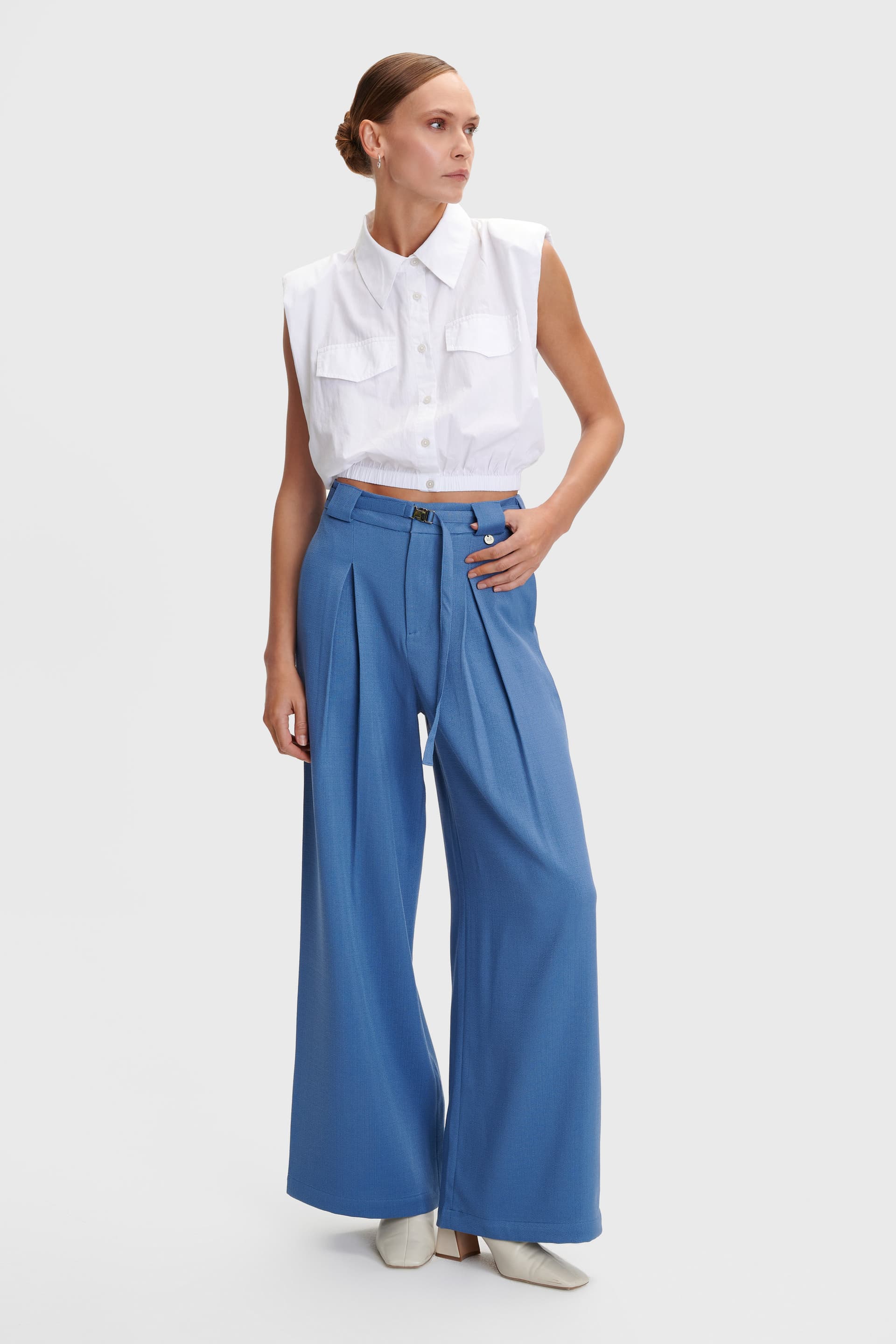 Παντελόνι κοστουμιού με ζώνη - Μπλε