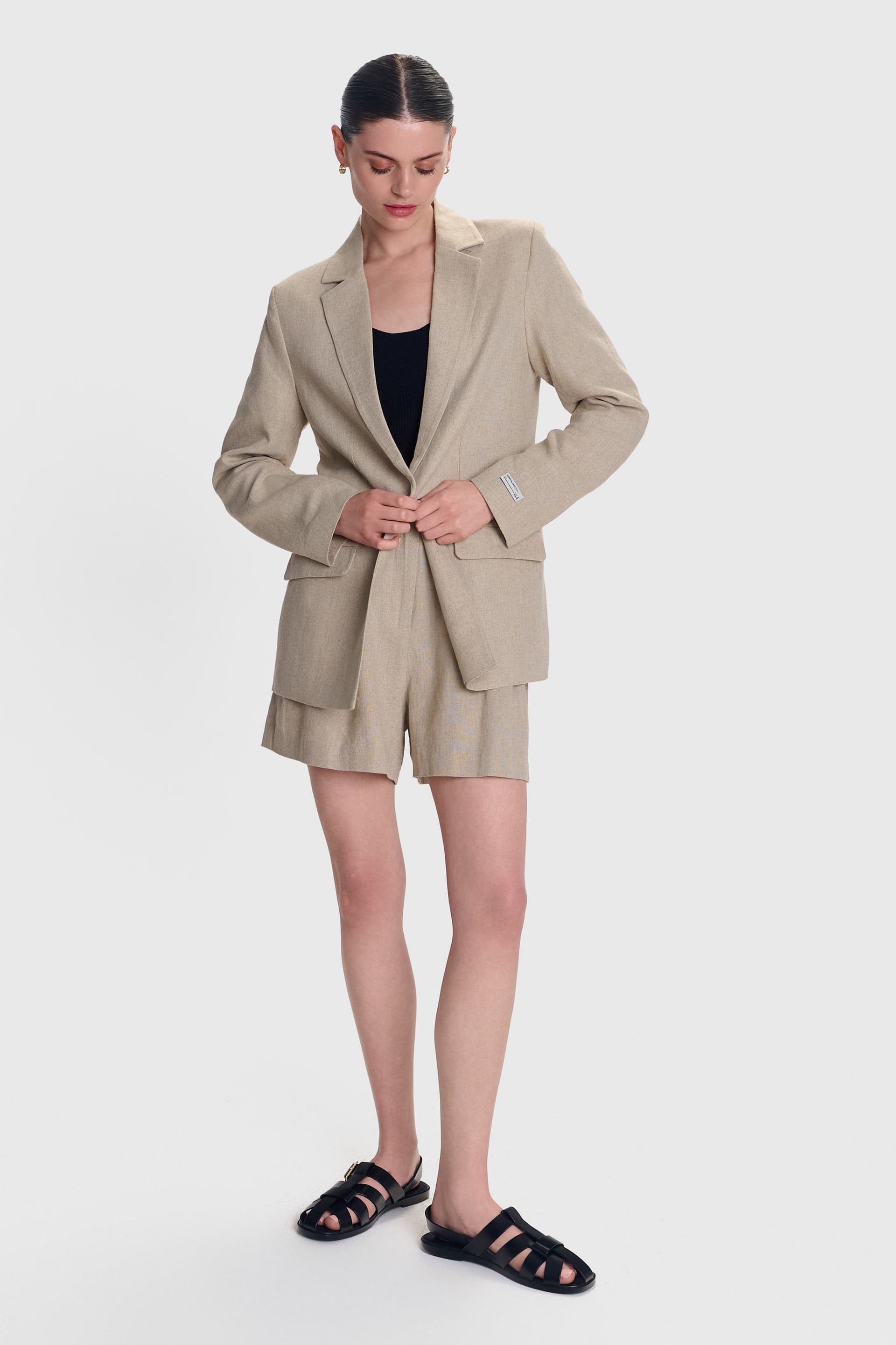 Σακάκι λινό με τσέπες - SAND