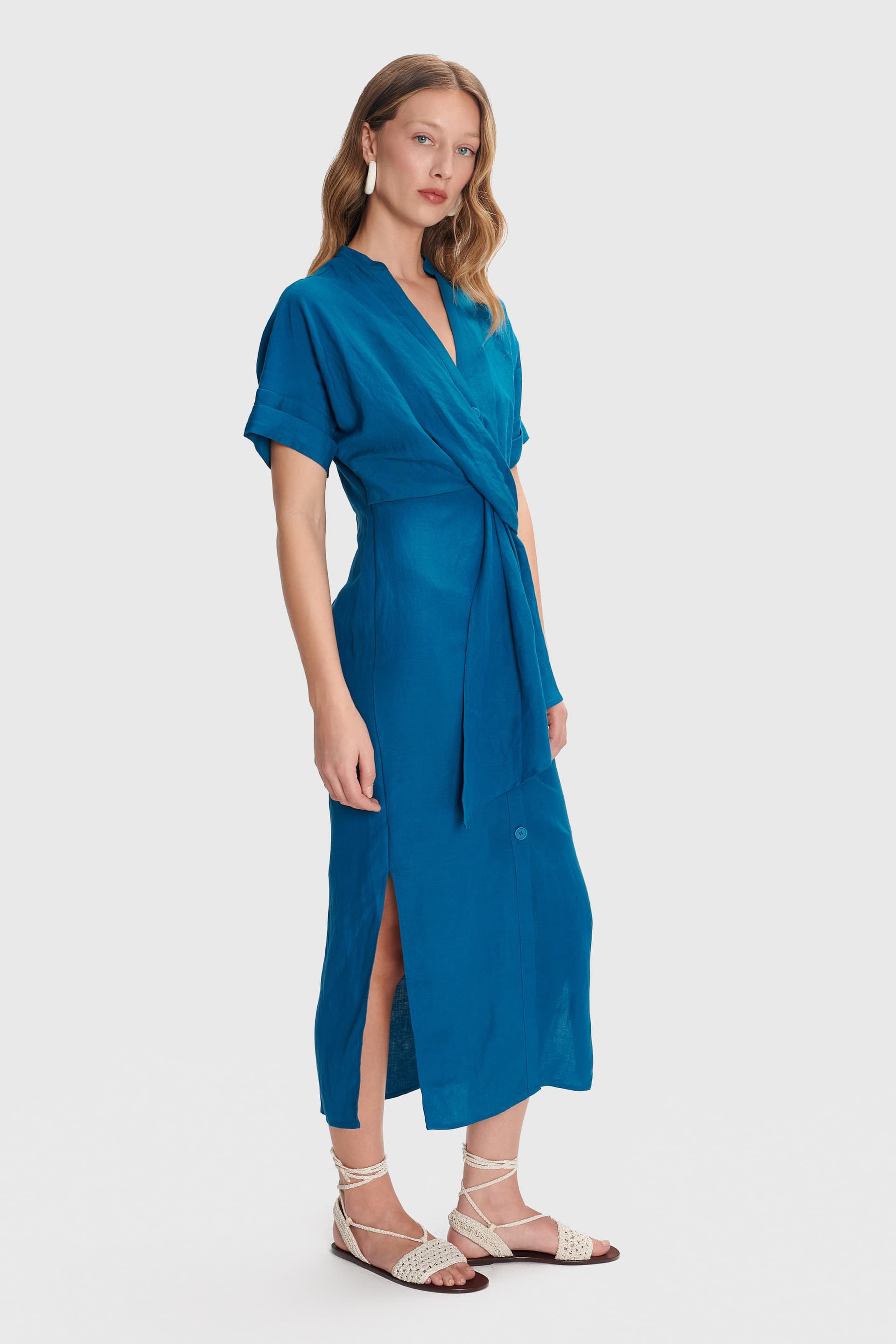 Φόρεμα λινό ασύμμετρο - OTTANIO