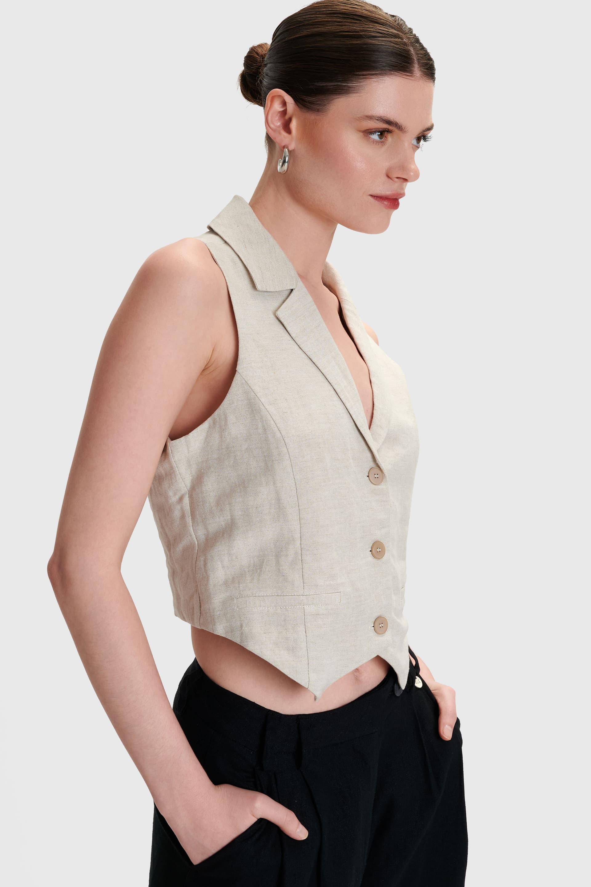 Γιλέκο λινό - NATURAL