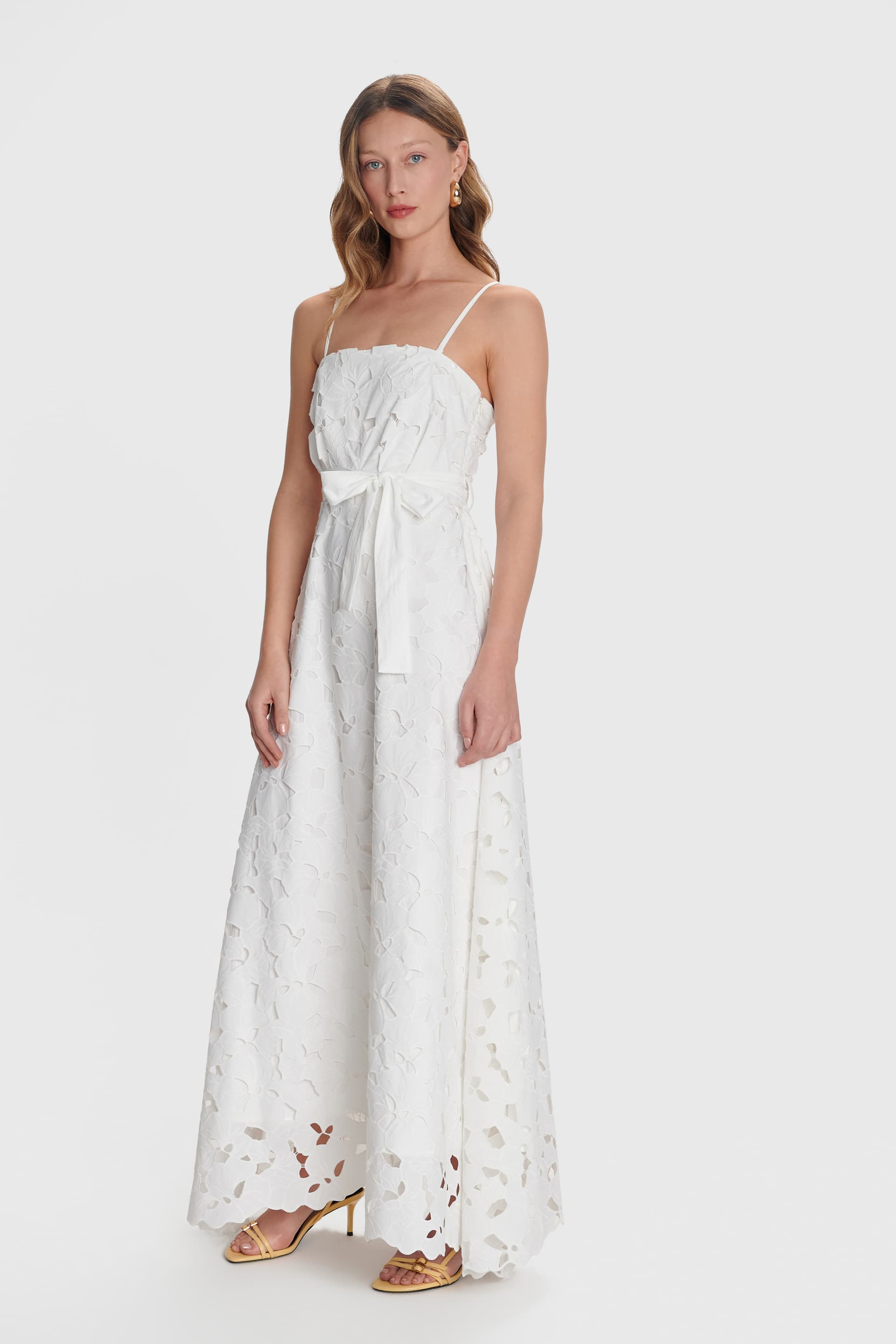 Φόρεμα στράπλες με δαντέλα - Λευκό