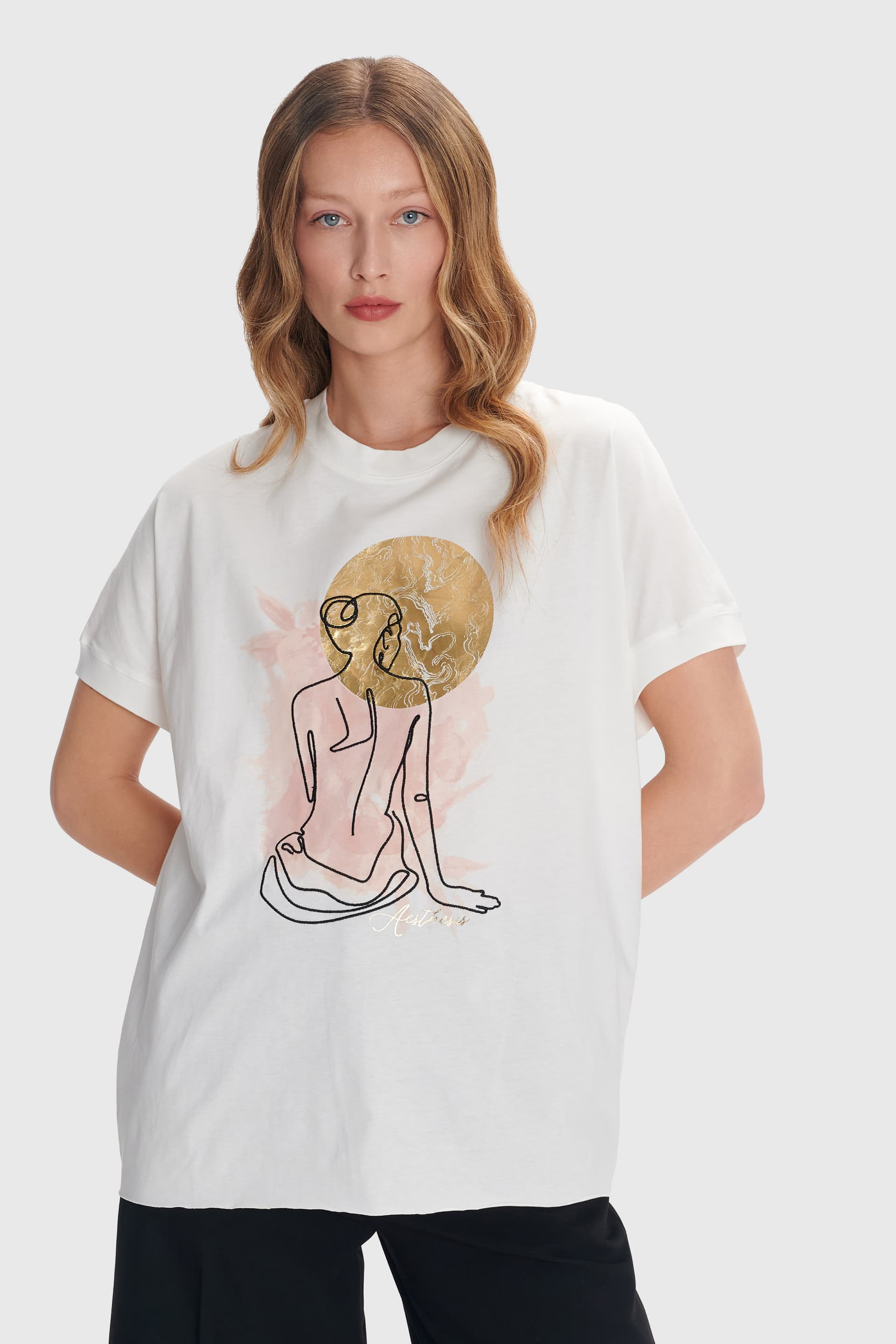 Μπλούζα κοντομάνικη με στάμπα - Λευκό