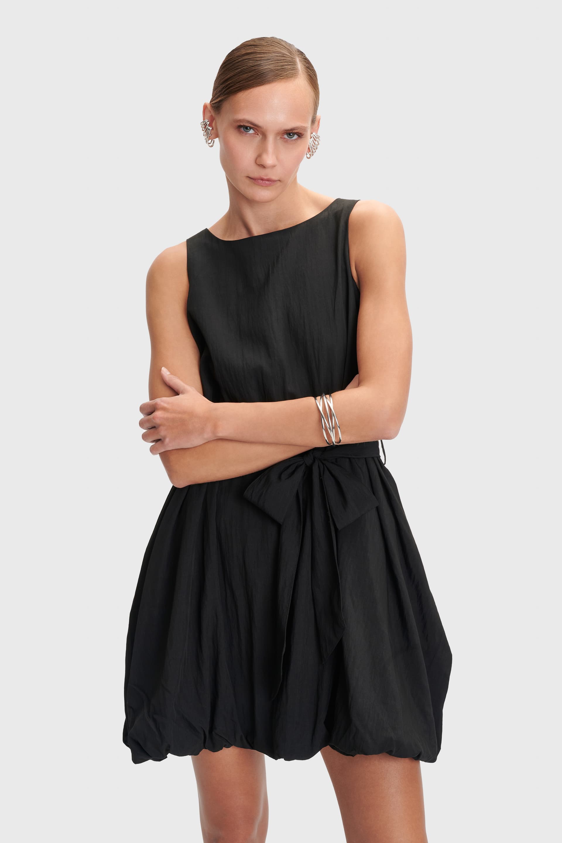 Φόρεμα μίνι αμάνικο balloon - Μαύρο