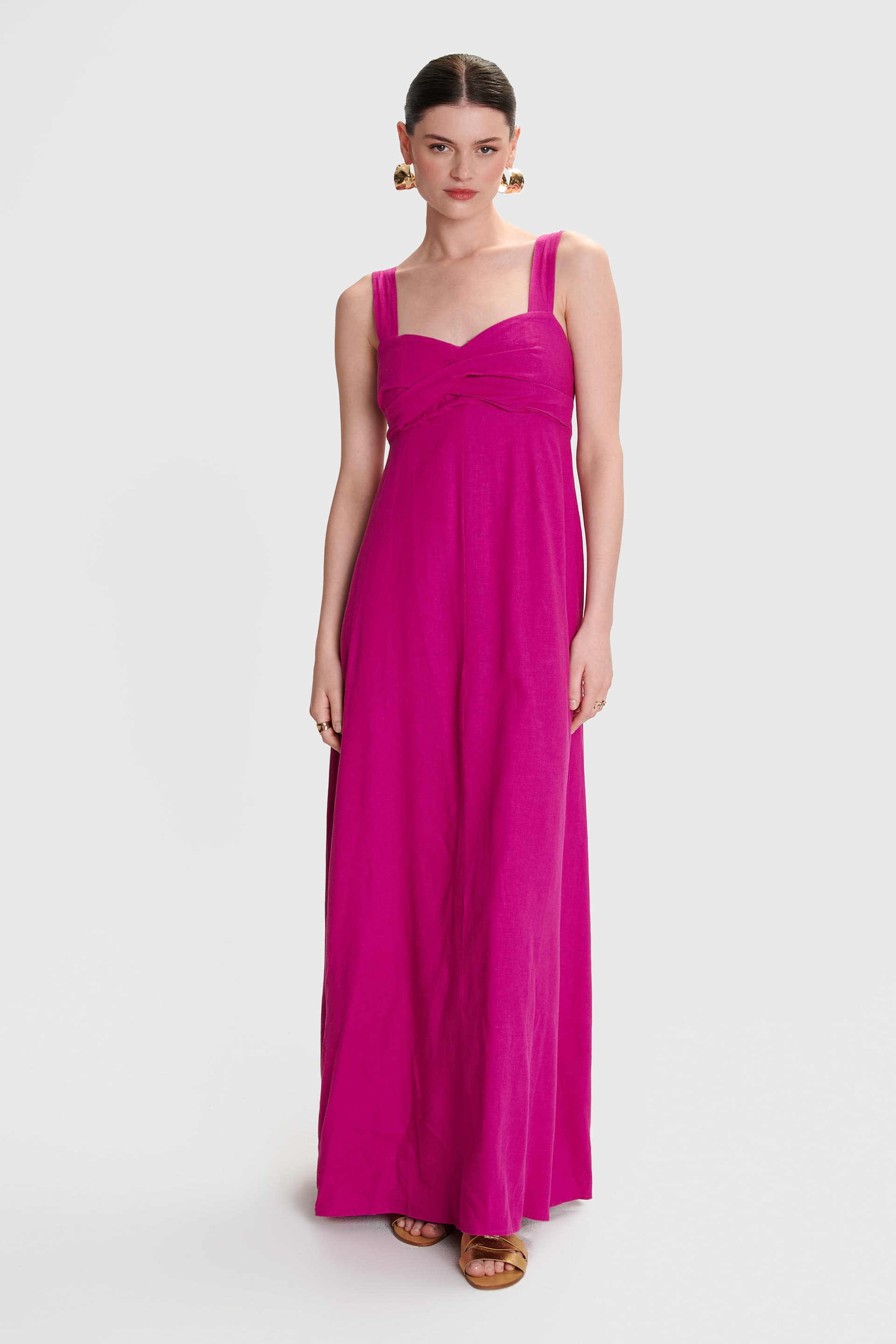 Φόρεμα μακρύ με σχέδιο στο μπούστο - RASPBERRY