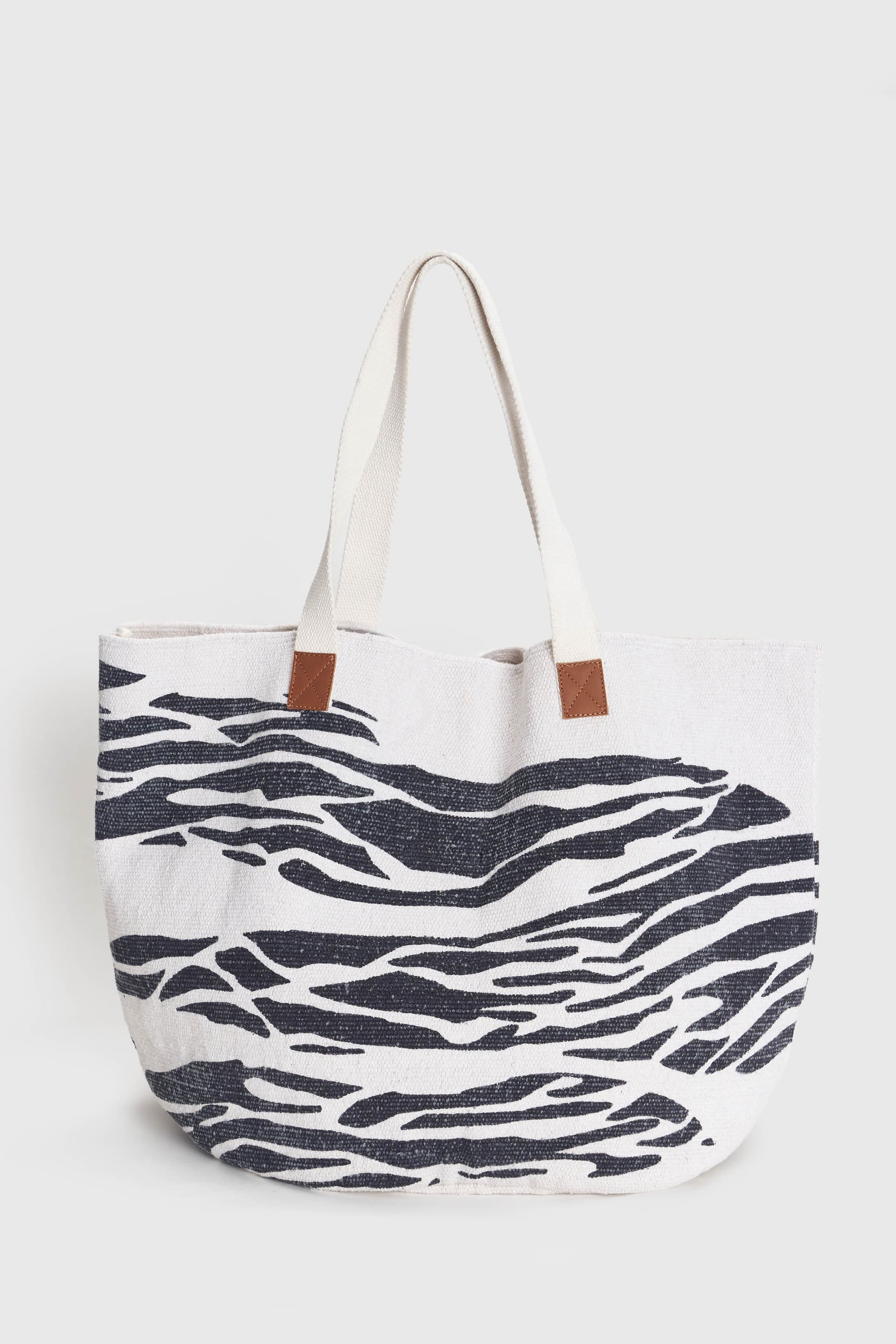 Τσάντα shopper με zebra μοτίβο - Λευκό