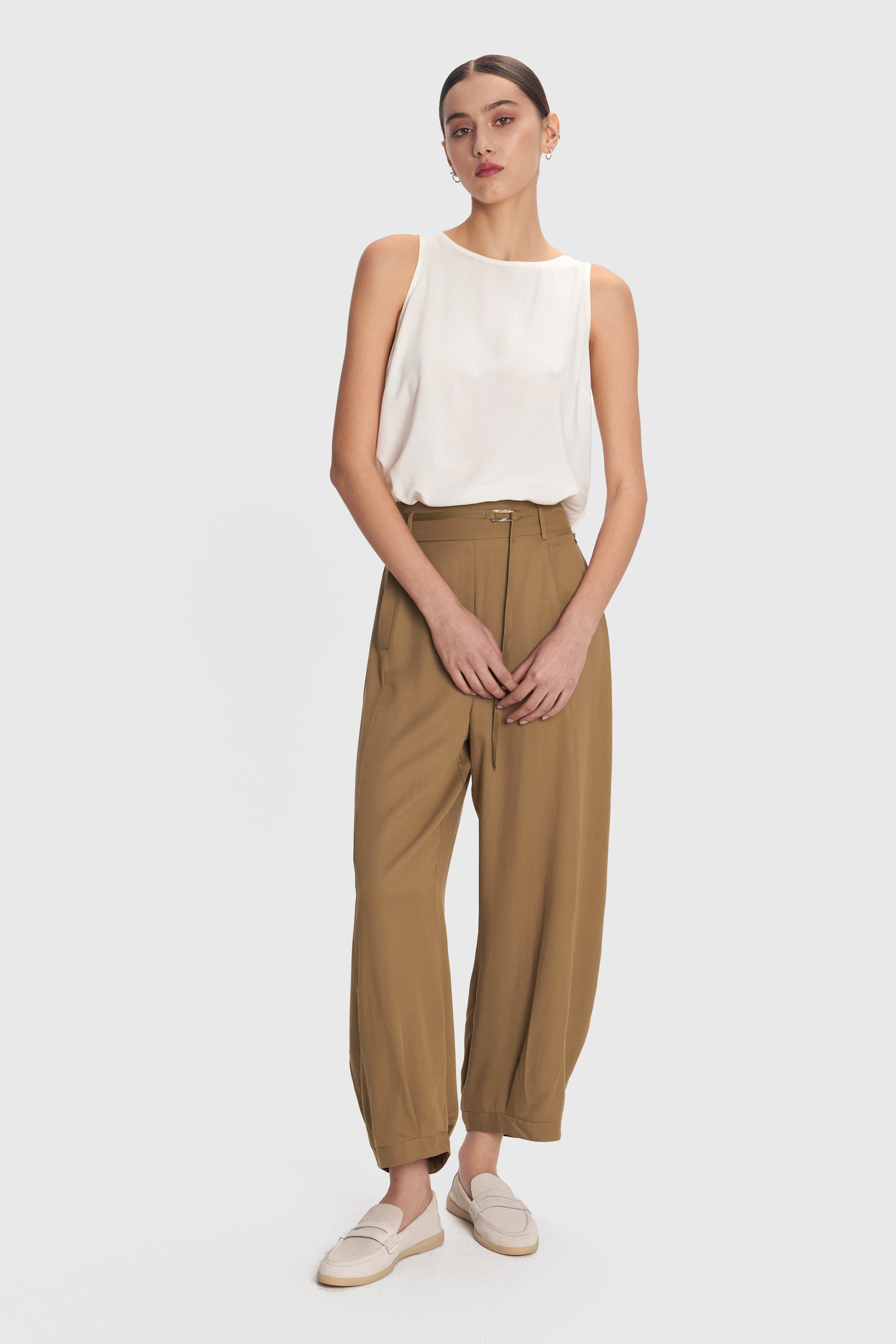 Παντελόνι σε φαρδιά γραμμή - Χακί