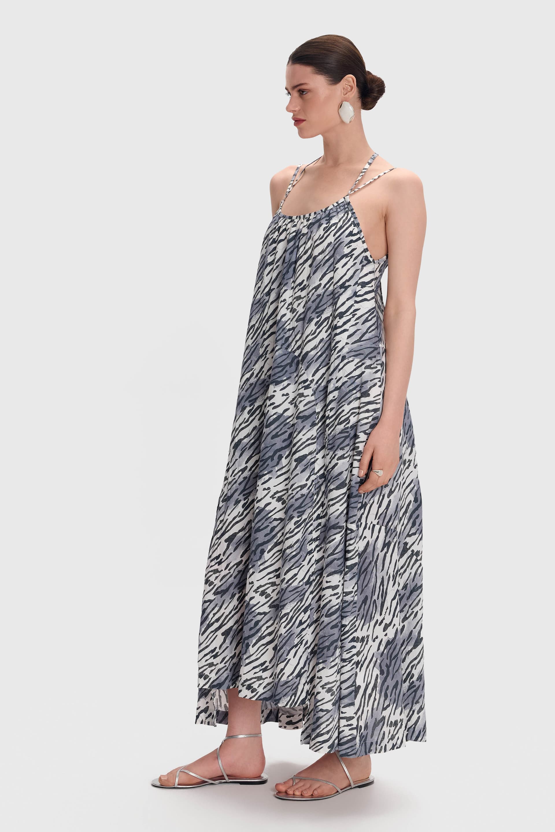 Φόρεμα μακρύ zebra print - Λευκό