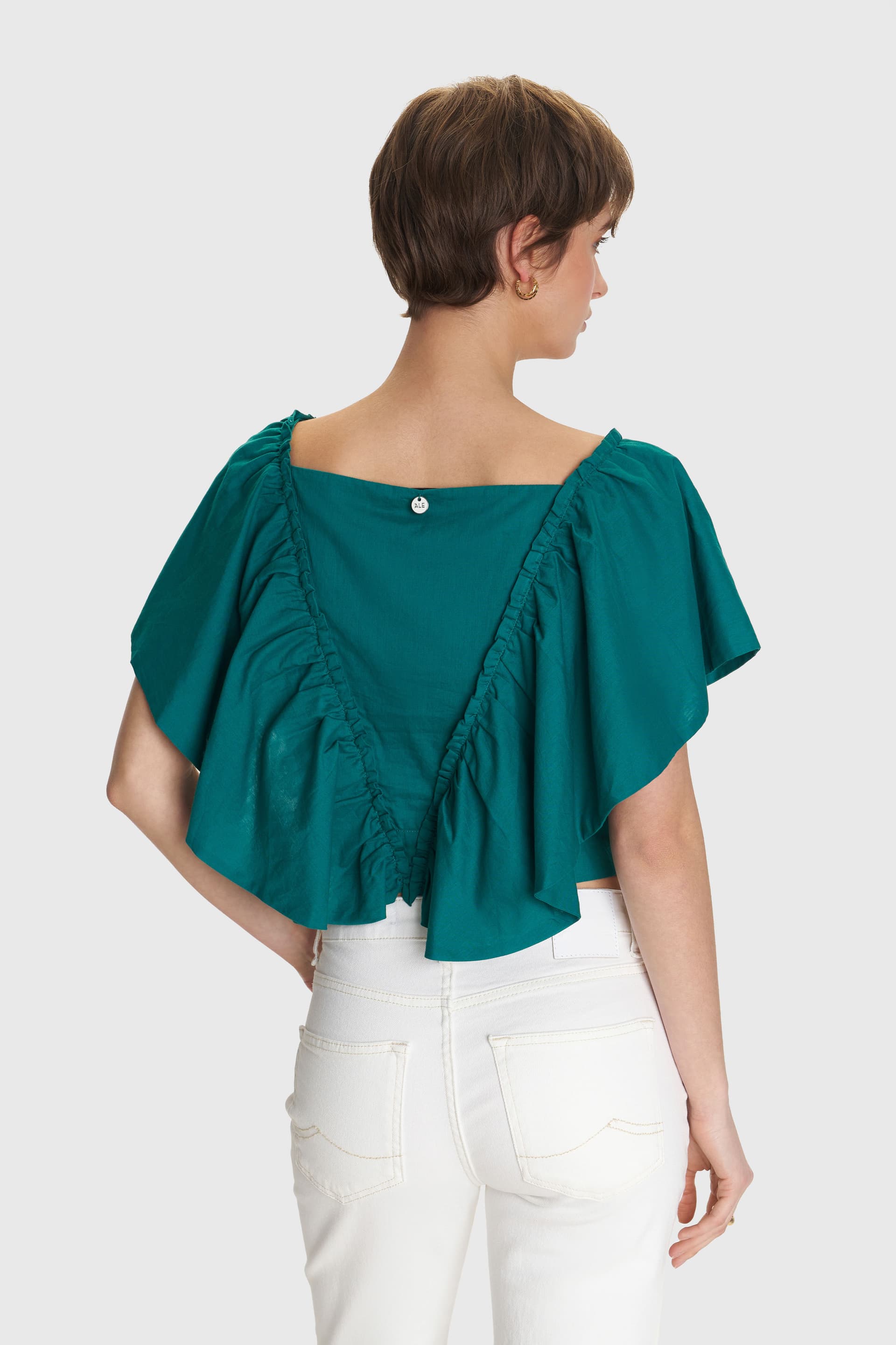 Τοπ με βολάν και βαθύ V - Πράσινο