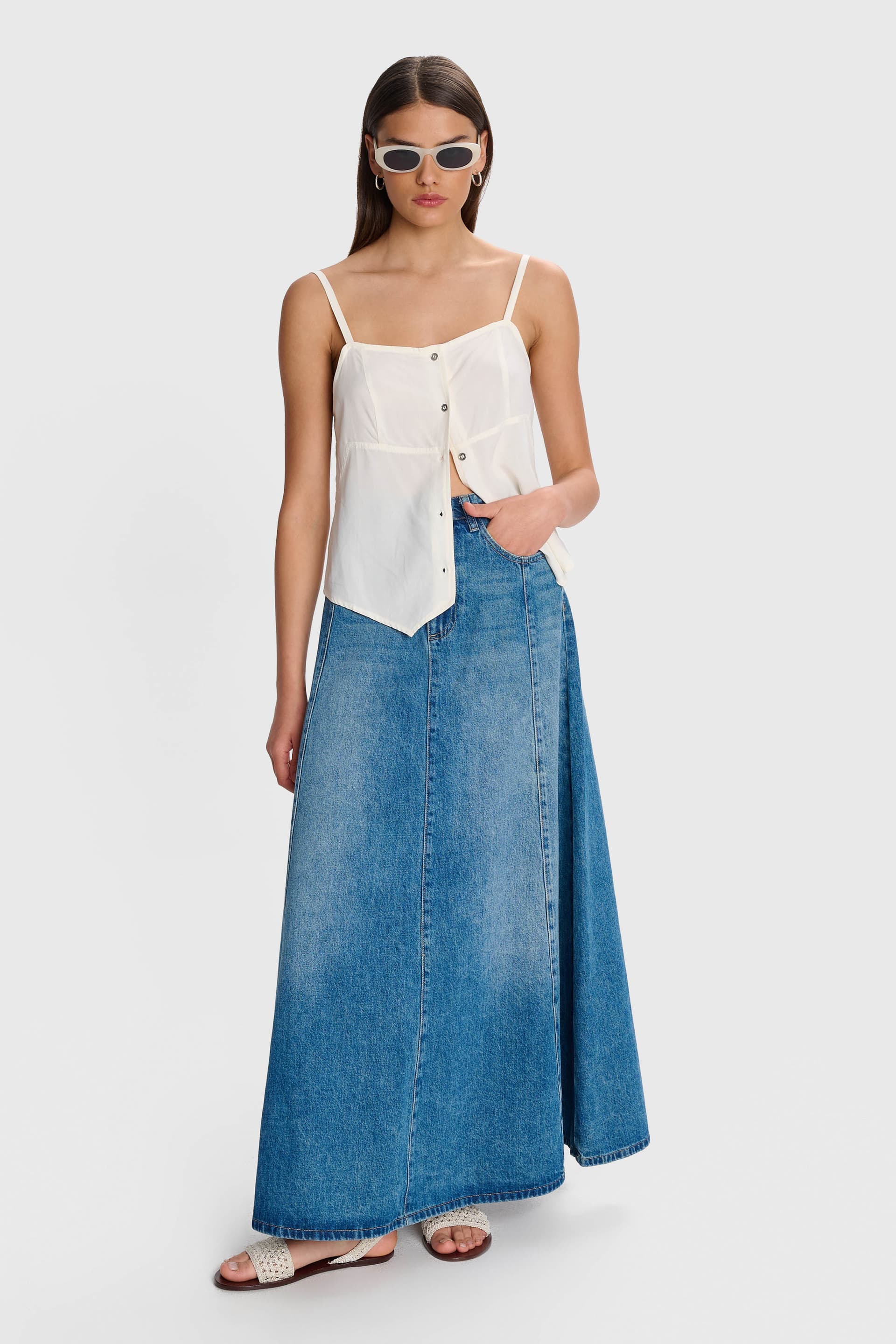 Τοπ αμάνικο με κουμπιά - Λευκό