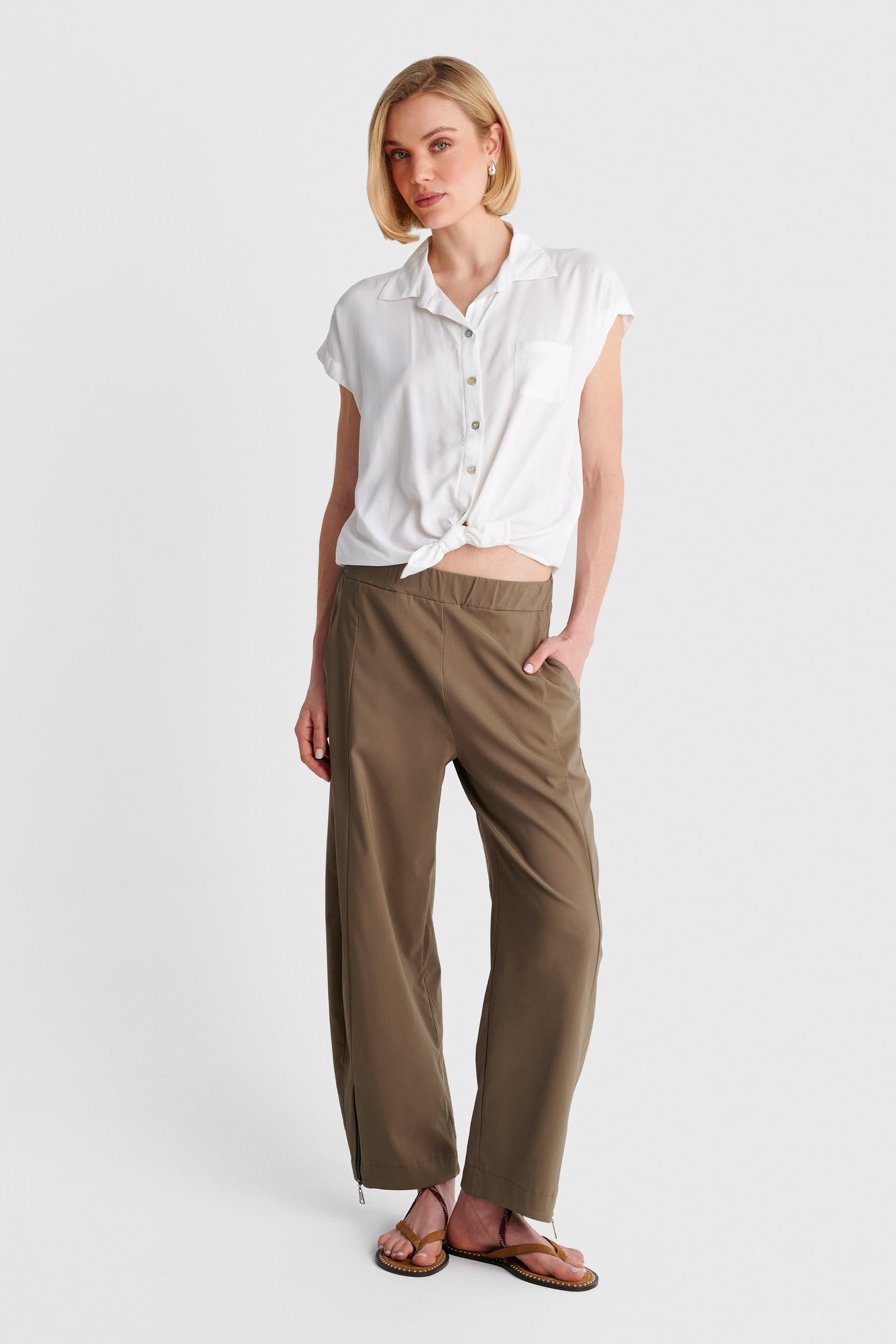 Παντελόνι barrel - Ανοιχτό Χακί