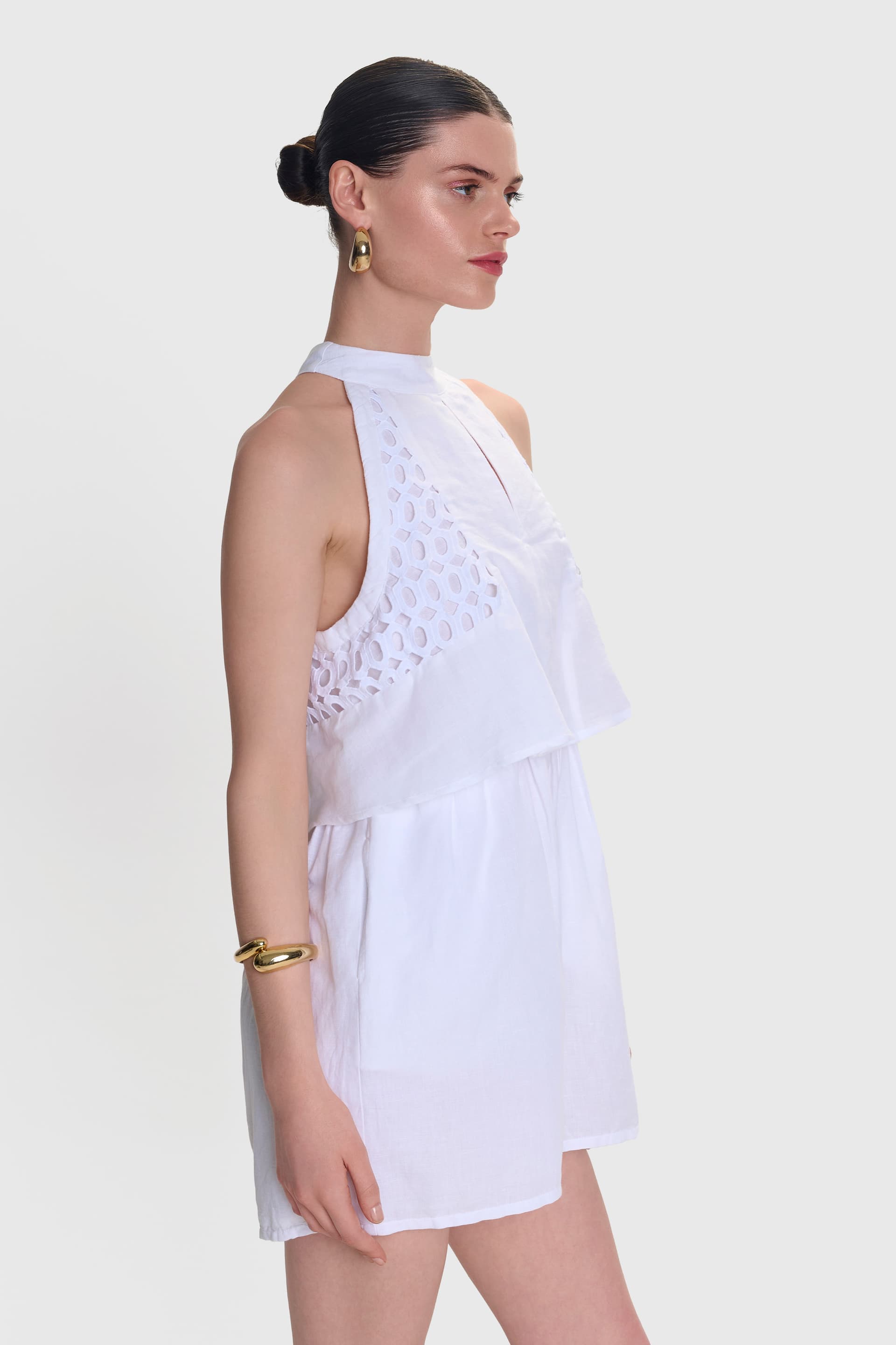 Overall κοντό λινό - Λευκό