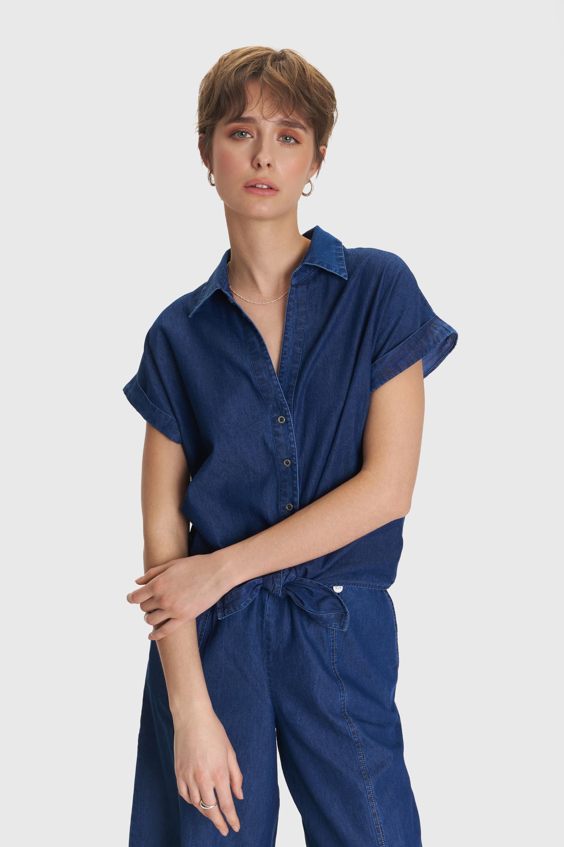 Πουκάμισο με εφέ denim - Μπλε