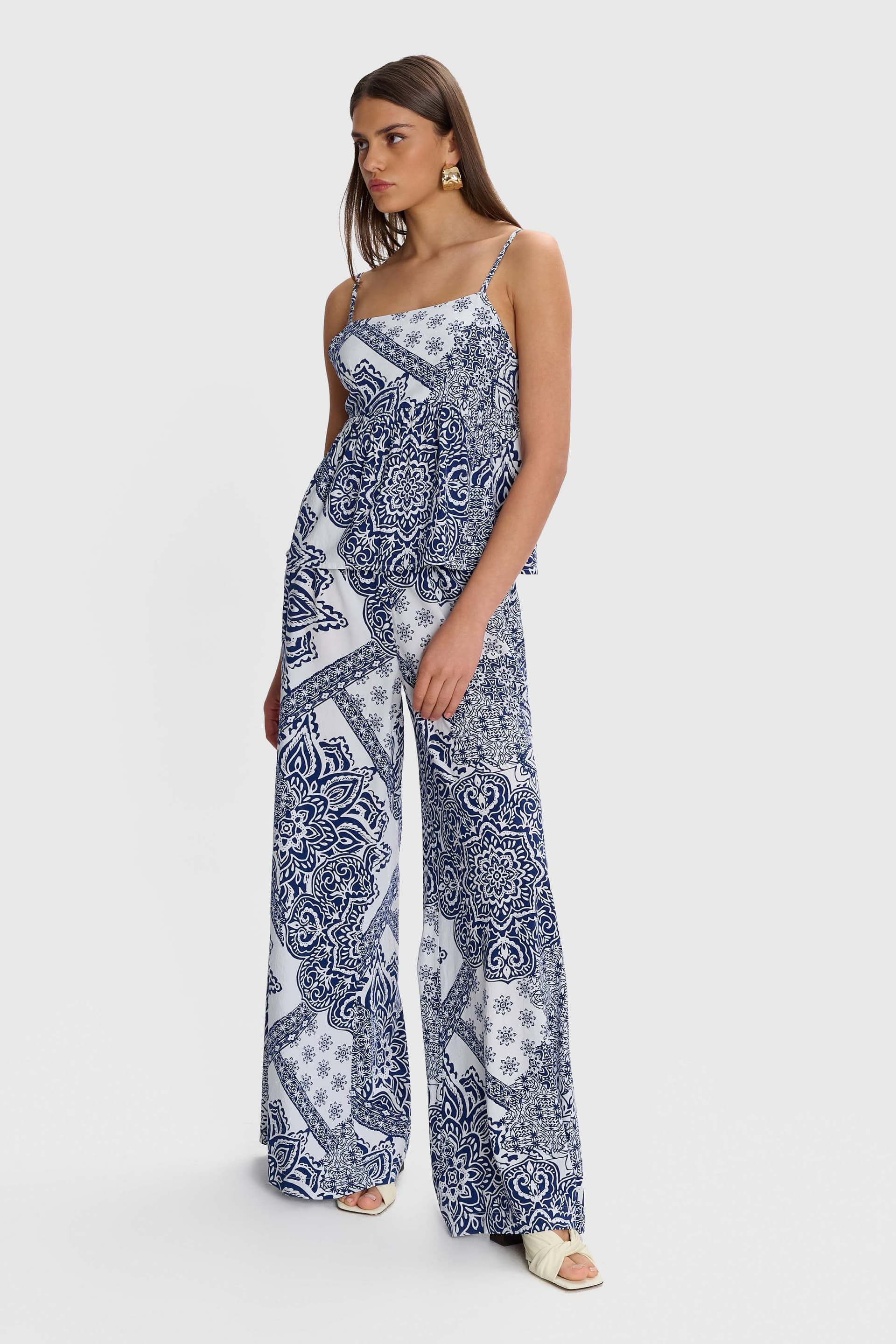 Τοπ αμάνικο εμπριμέ - Μπλε