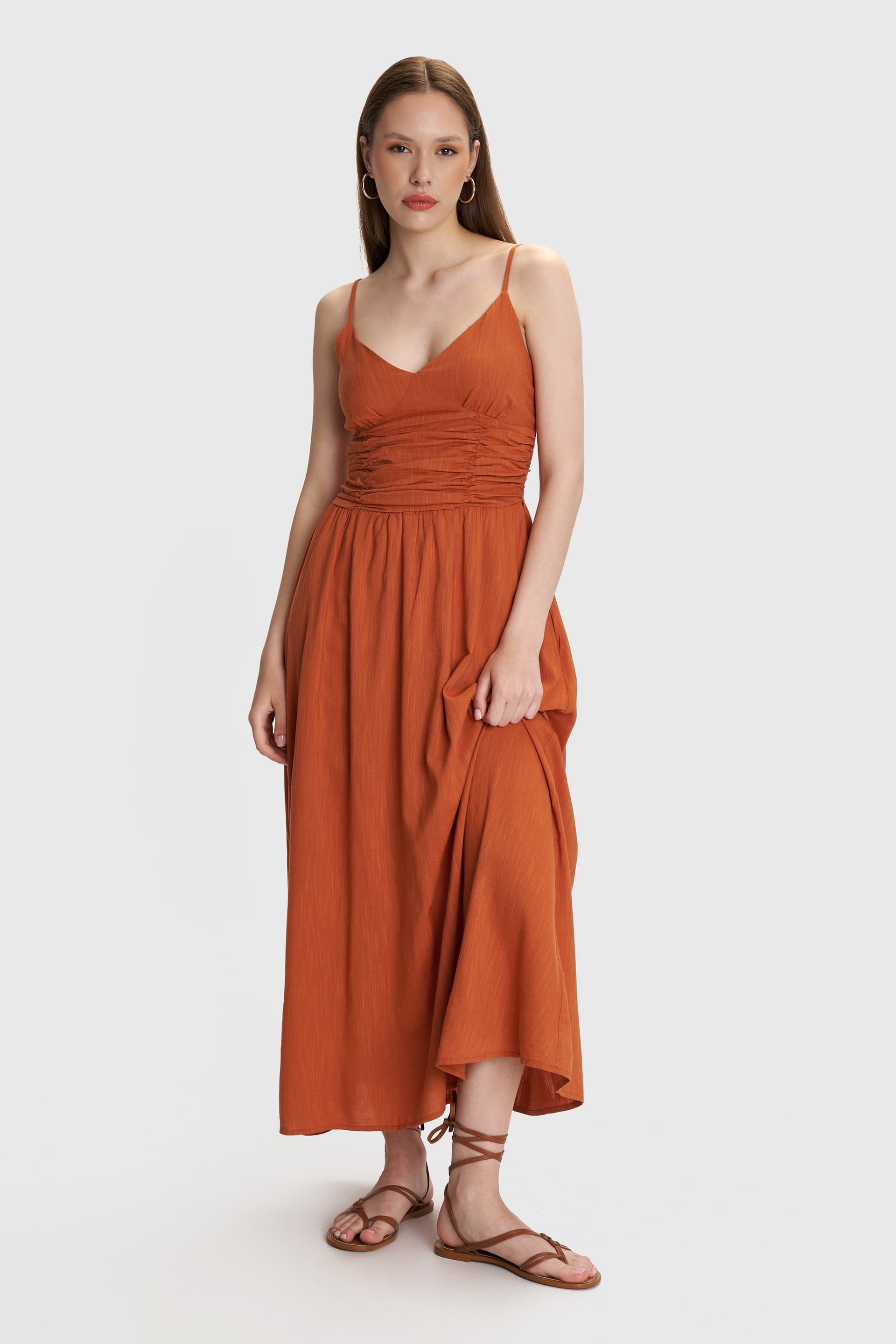 Φόρεμα μακρύ με σχέδιο στο μπούστο - BRICK