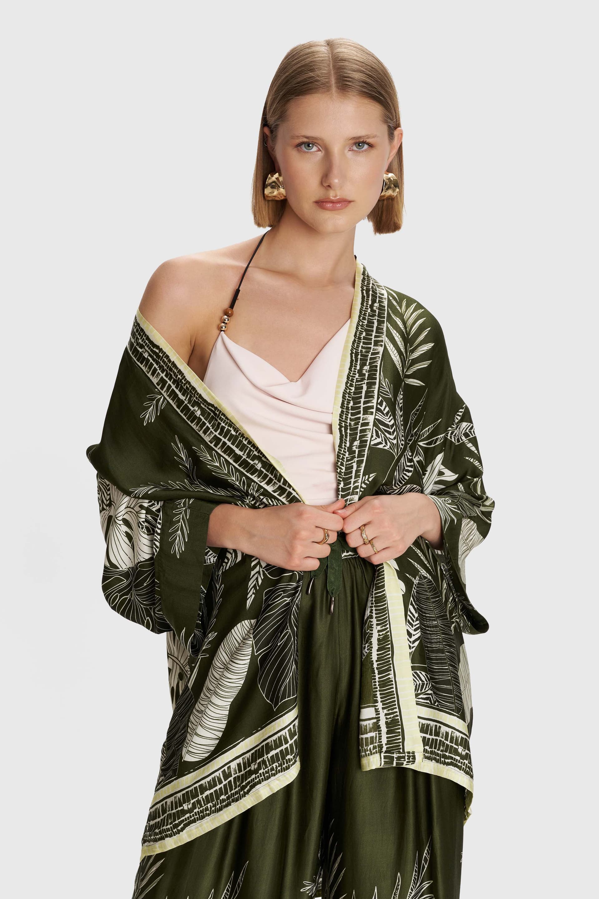 Κιμονό εμπριμέ με ζώνη - Πολύχρωμο