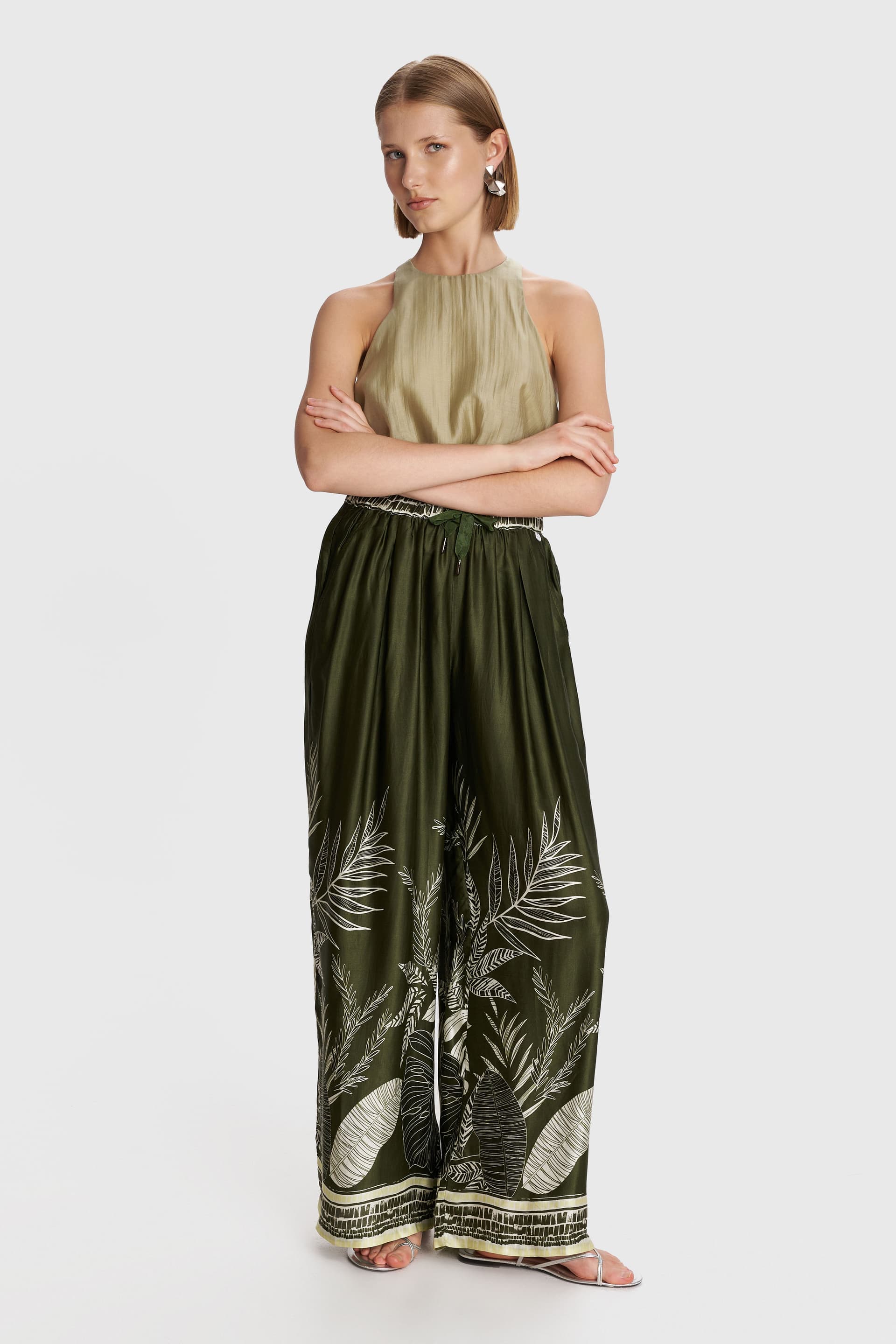 Παντελόνι εμπριμέ με ελαστική μέση - Πολύχρωμο