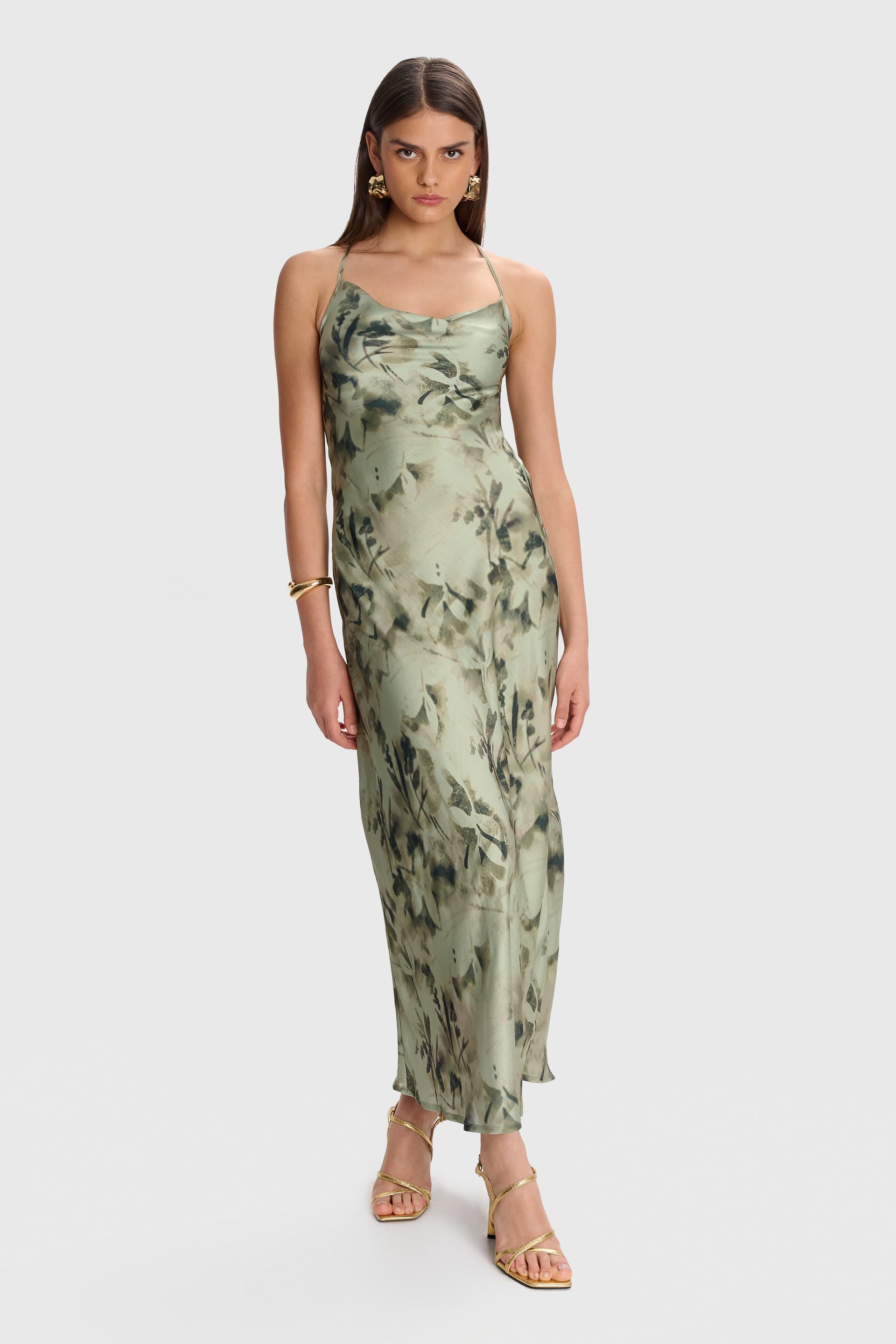 Φόρεμα μάξι σατέν εμπριμέ - Πολύχρωμο