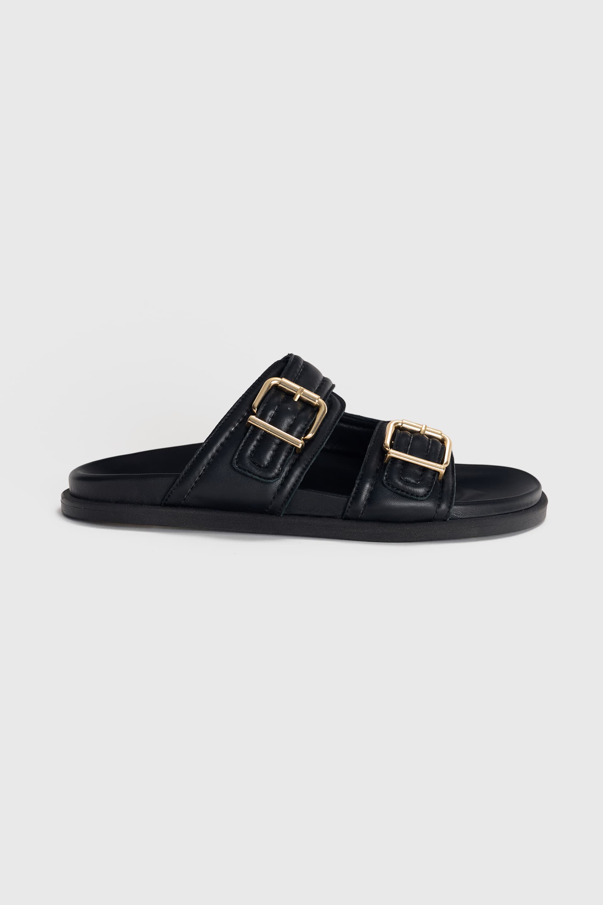 Πέδιλα δερμάτινα με αγκράφες - Μαύρο