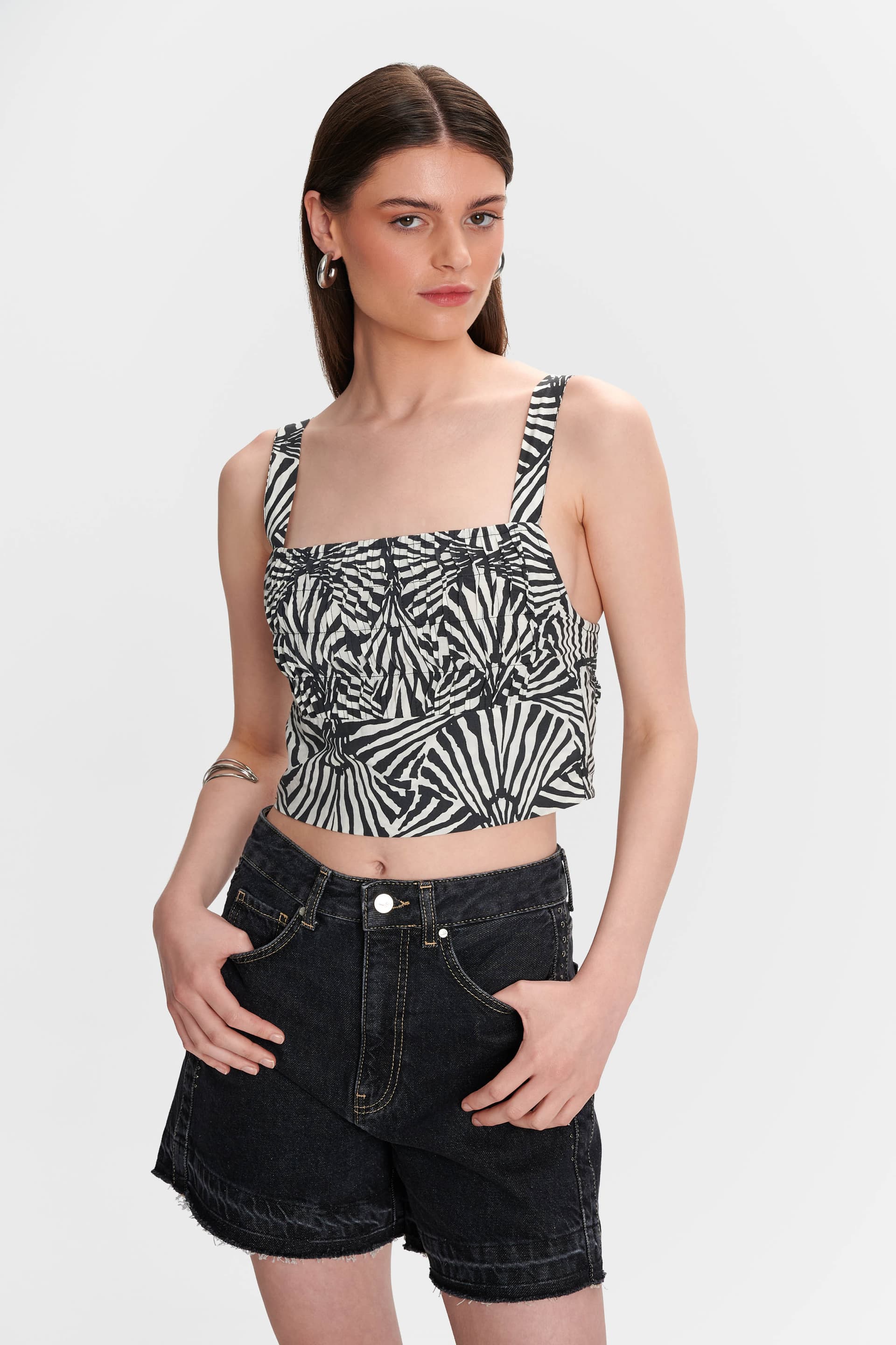 Τοπ εμπριμέ με σούρες - Πολύχρωμο