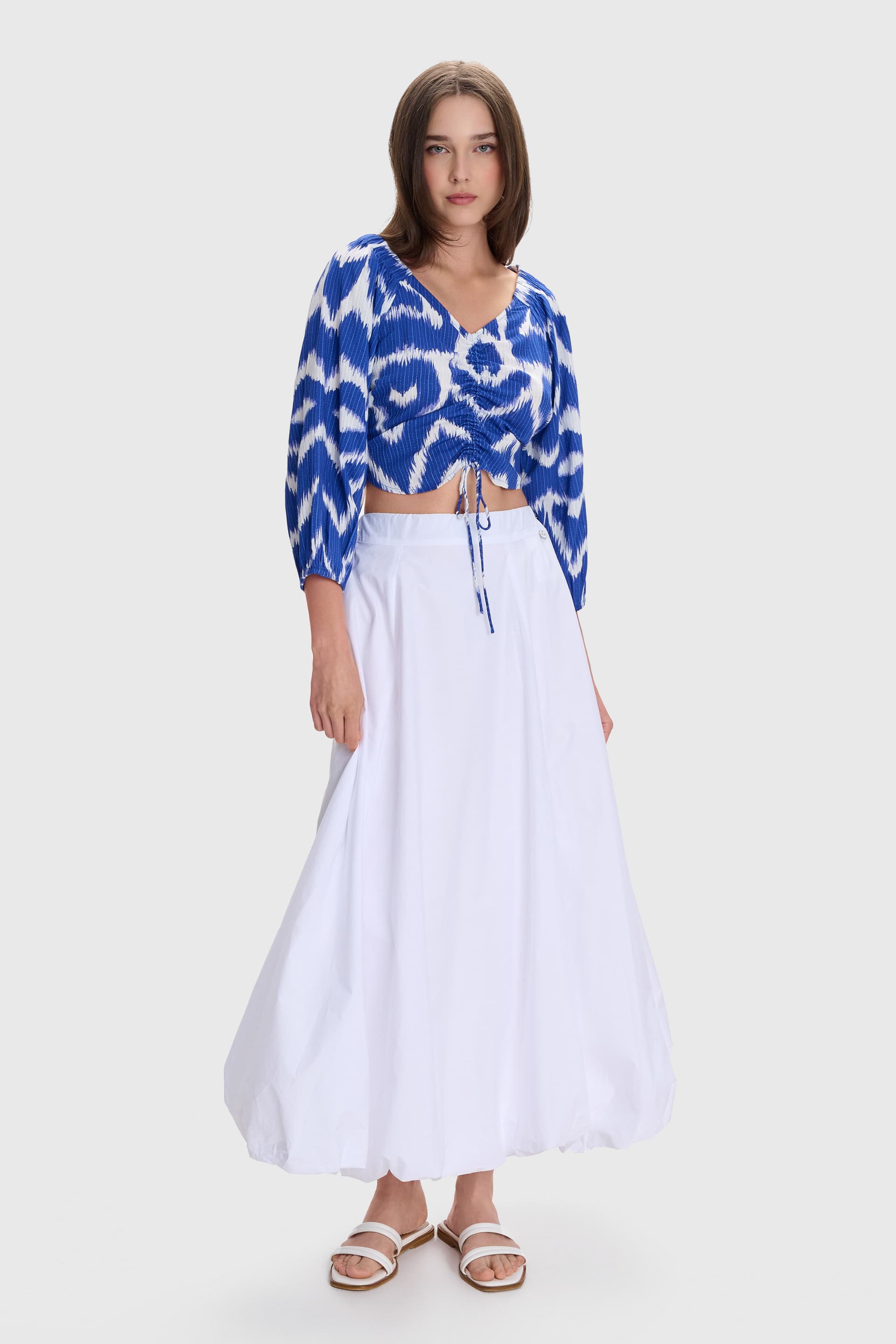 Τοπ εμπριμέ - Γαλάζιο