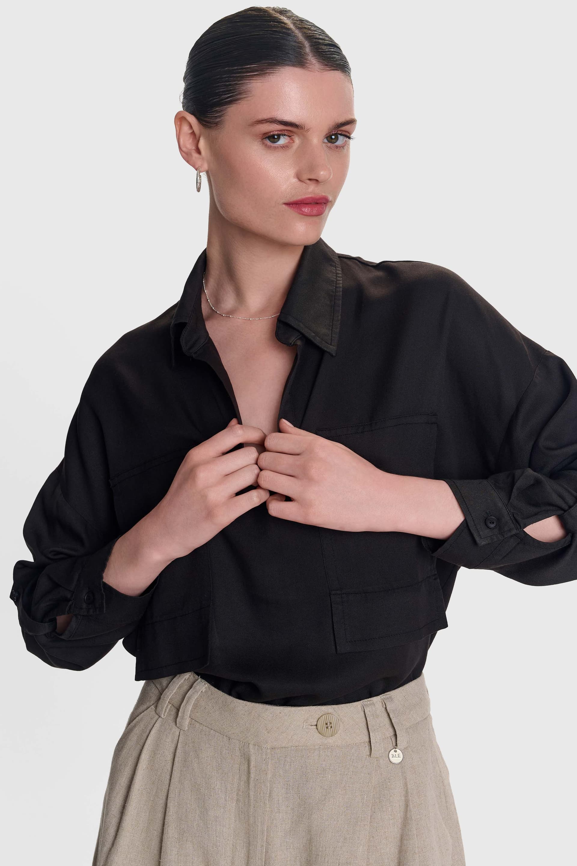 Τουνίκ με διακοσμητικές τσέπες - Μαύρο