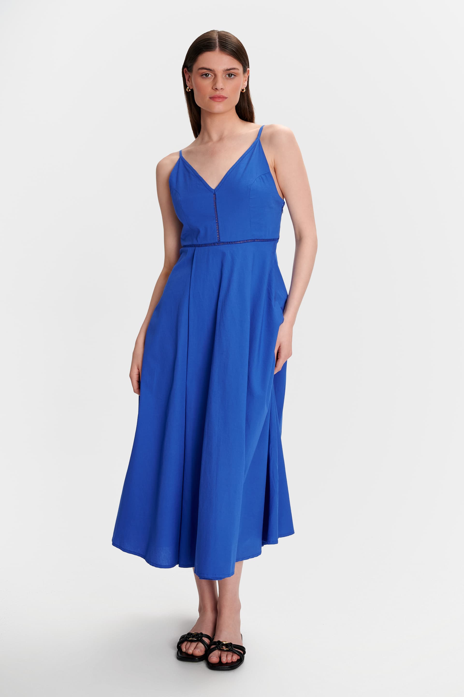 Φόρεμα μίντι με τιράντες - Γαλάζιο