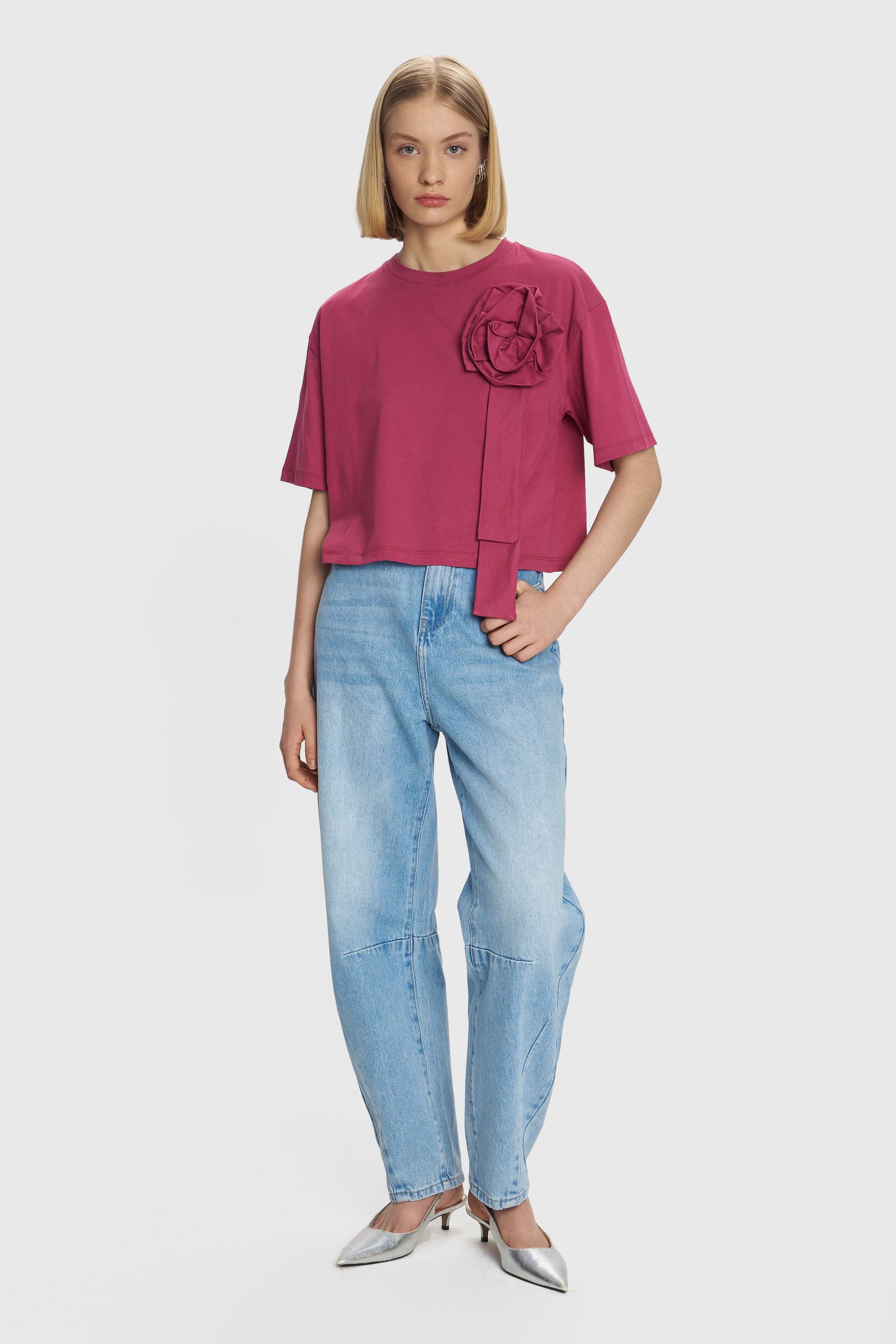 Μπλούζα με μπουτονιέρα - Ροζ