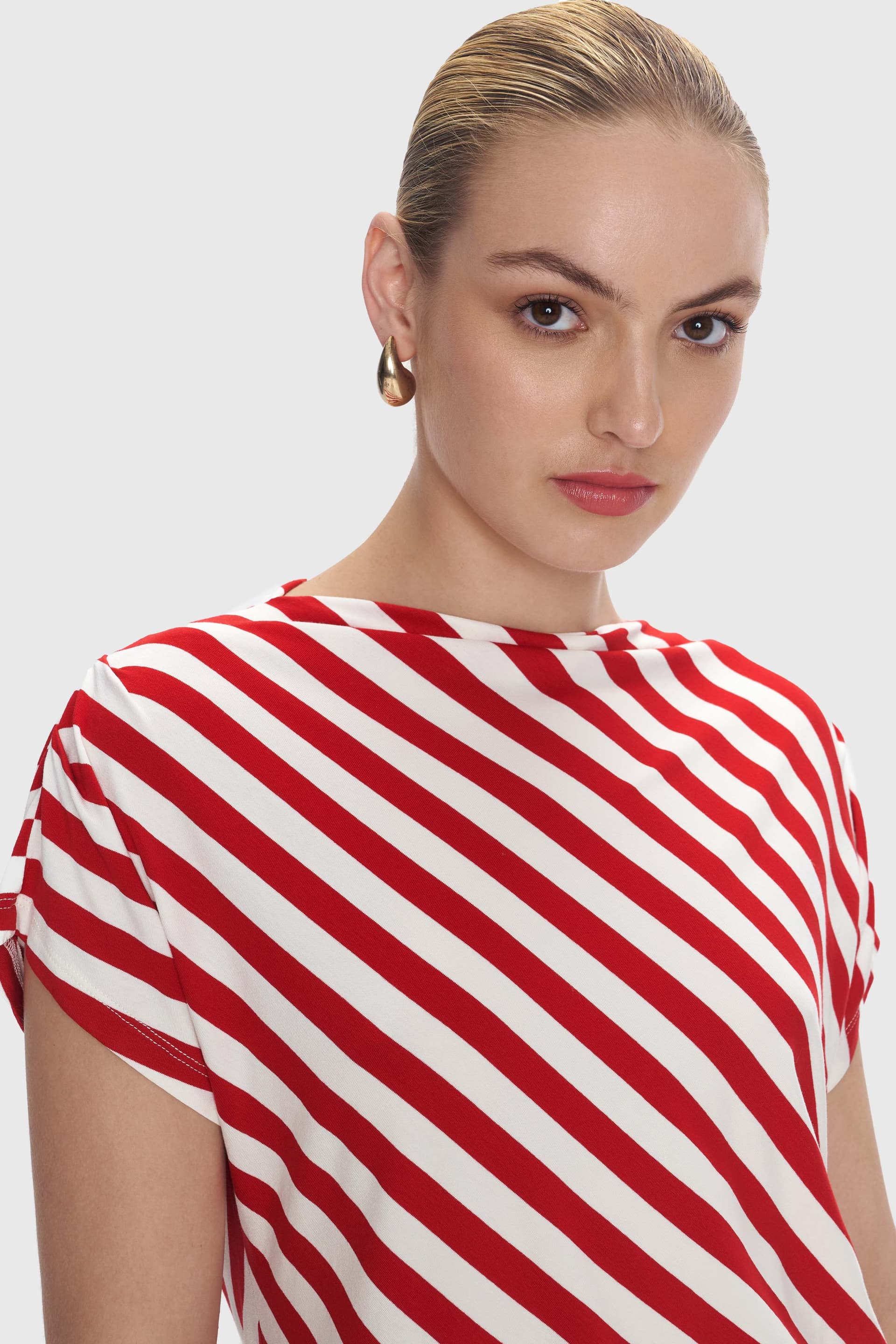 Μπλούζα με ριγέ μοτίβο - Κόκκινο