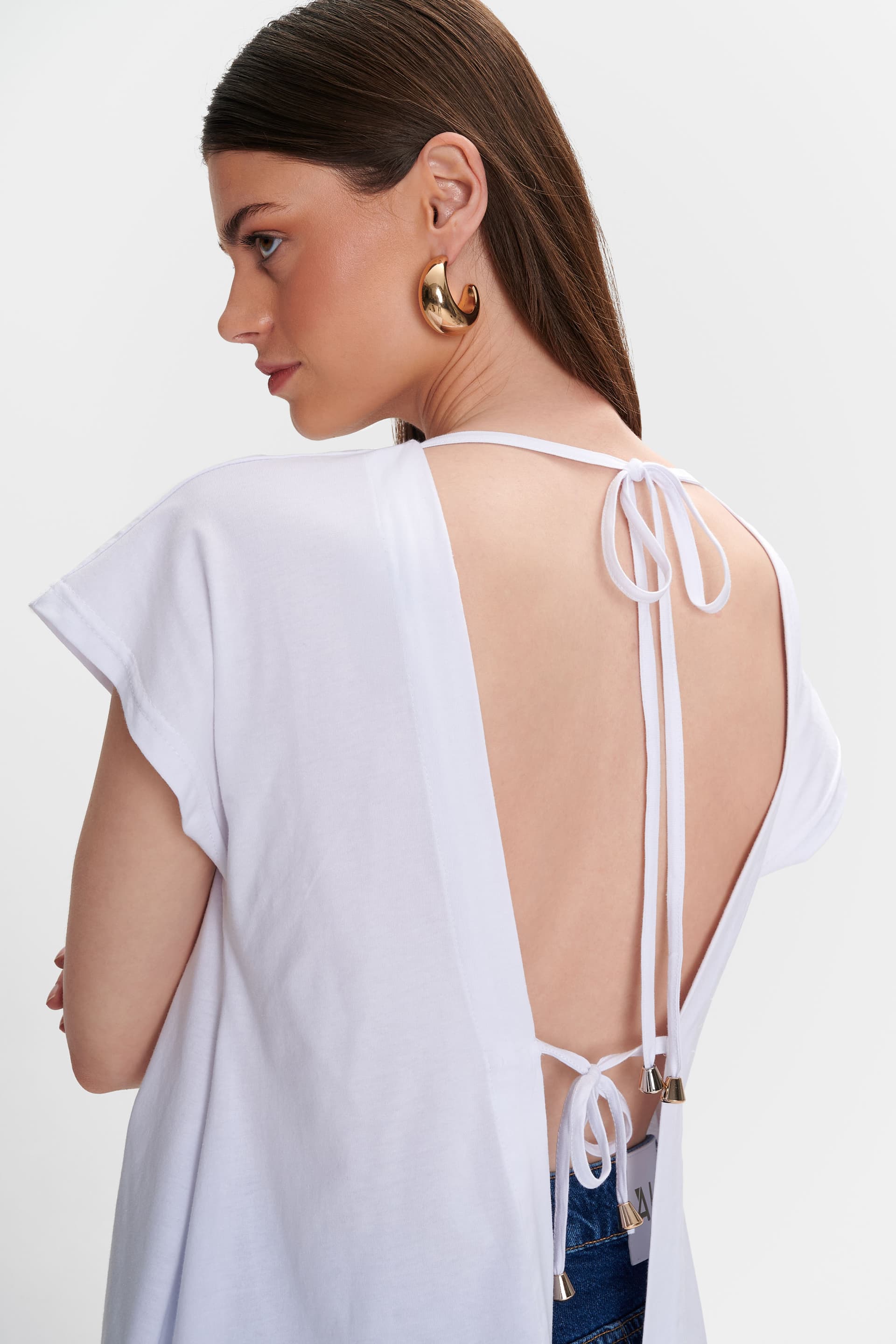 Μπλούζα με άνοιγμα στην πλάτη - Λευκό