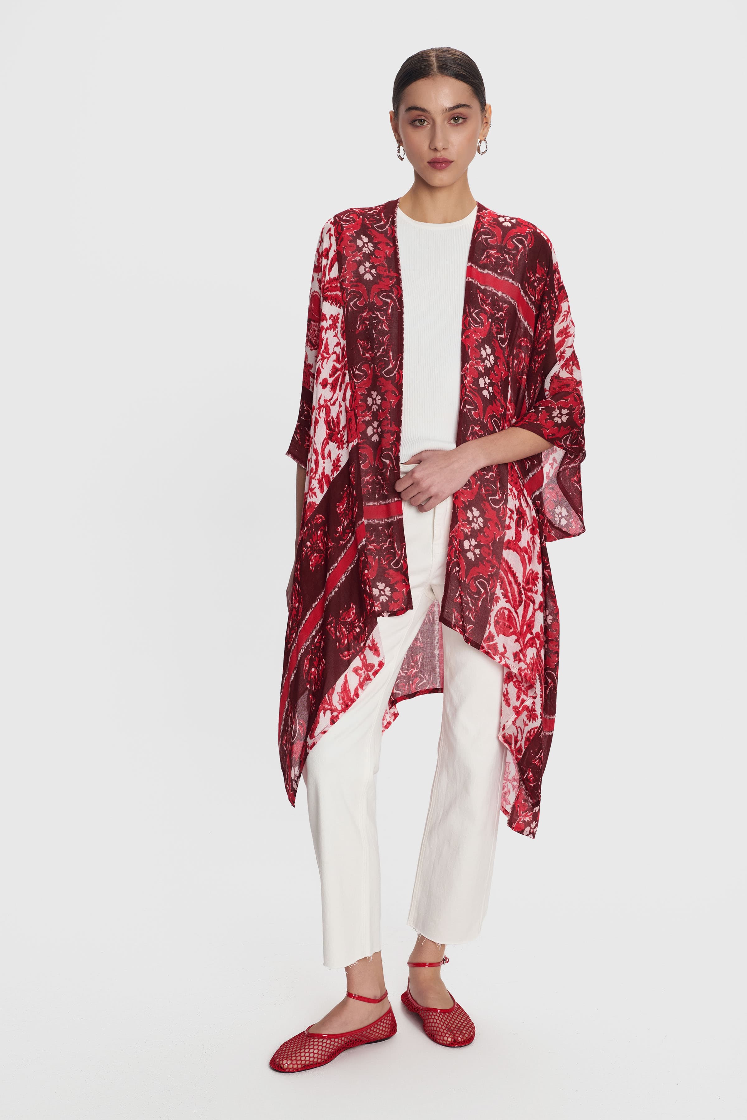 Κιμονό με φλοράλ print - Πολύχρωμο