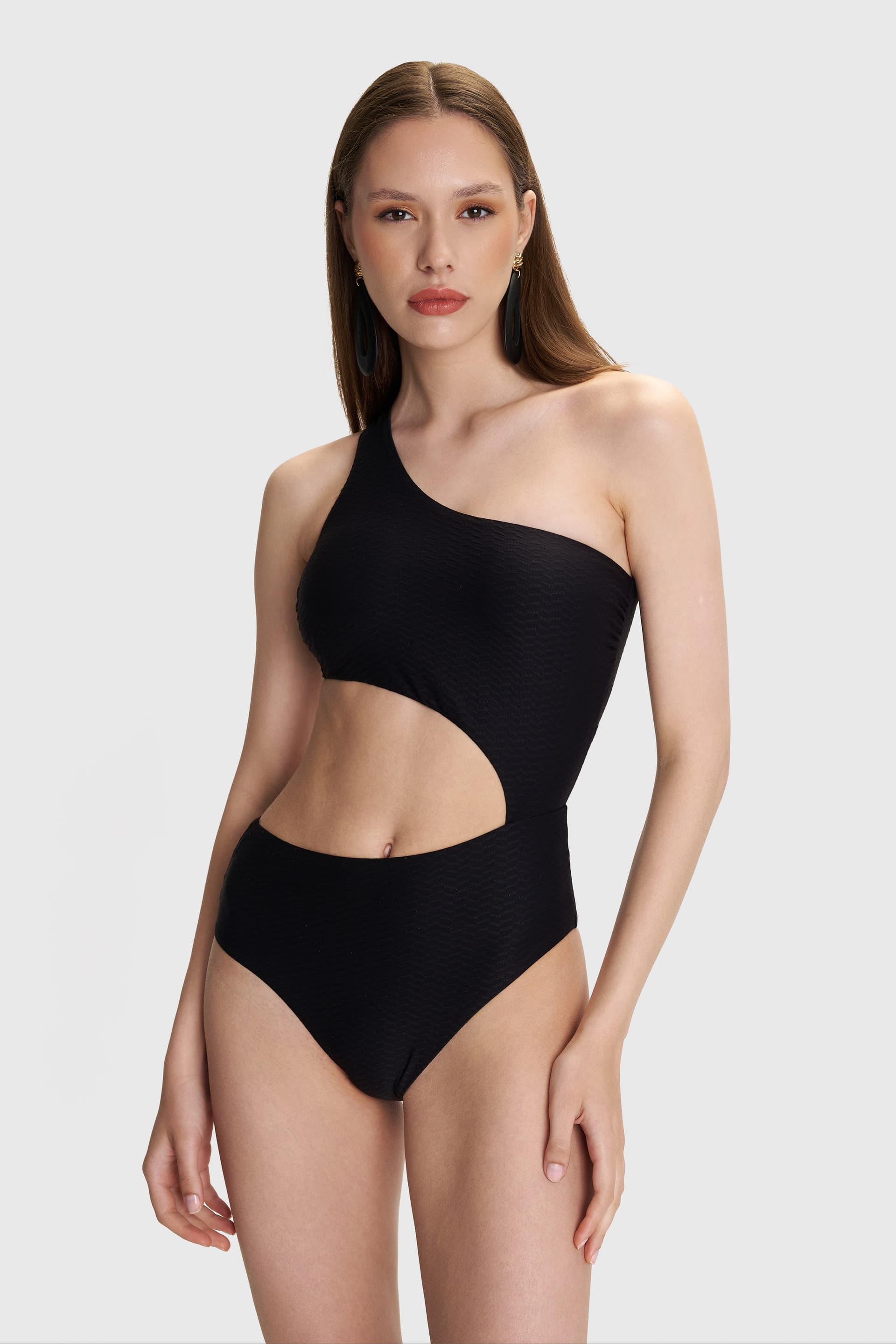 Μαγιό ολόσωμο με ένα ώμο - Μαύρο