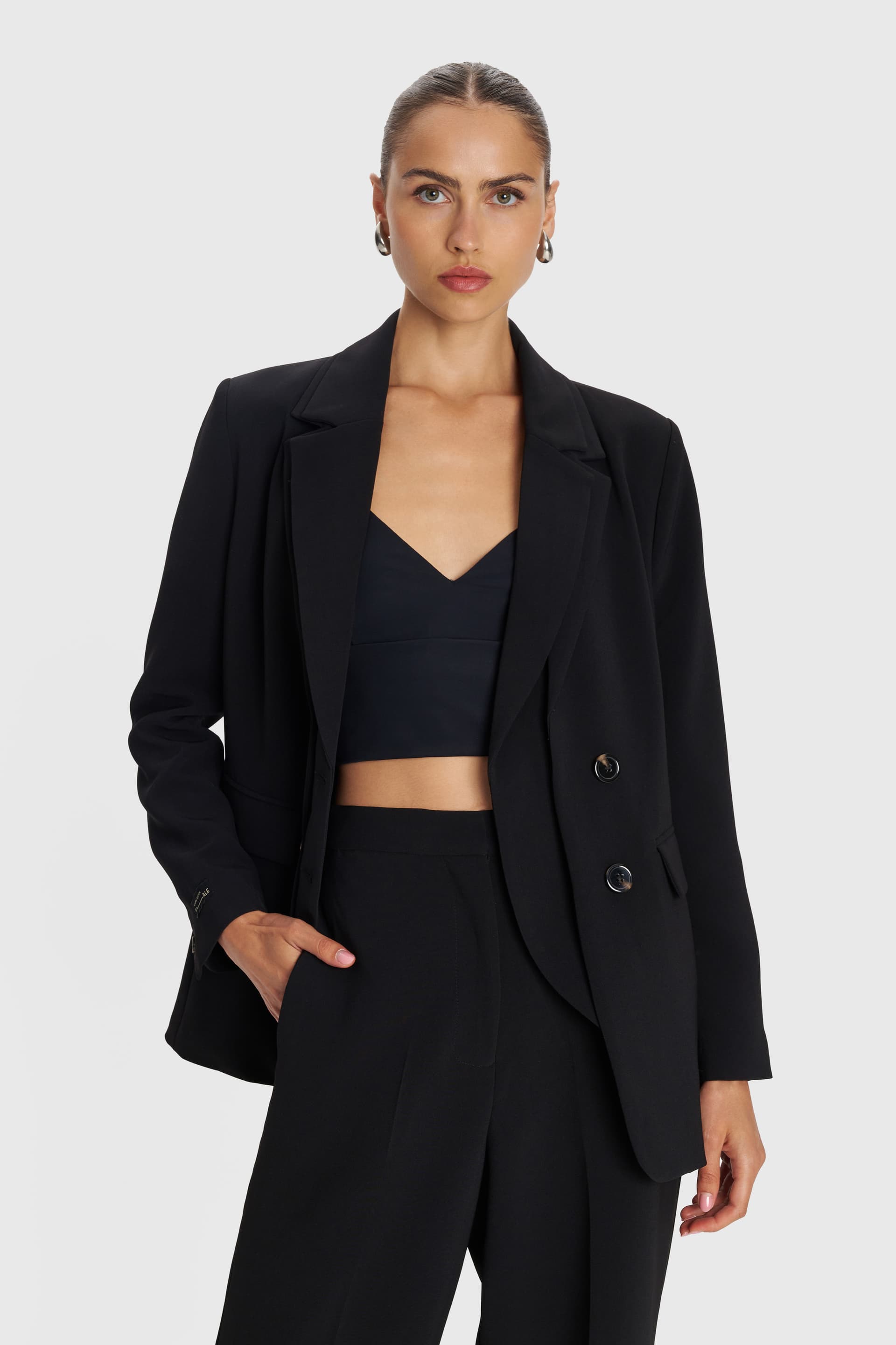 Σακάκι σχεδιαστικό με κουμπιά - Μαύρο