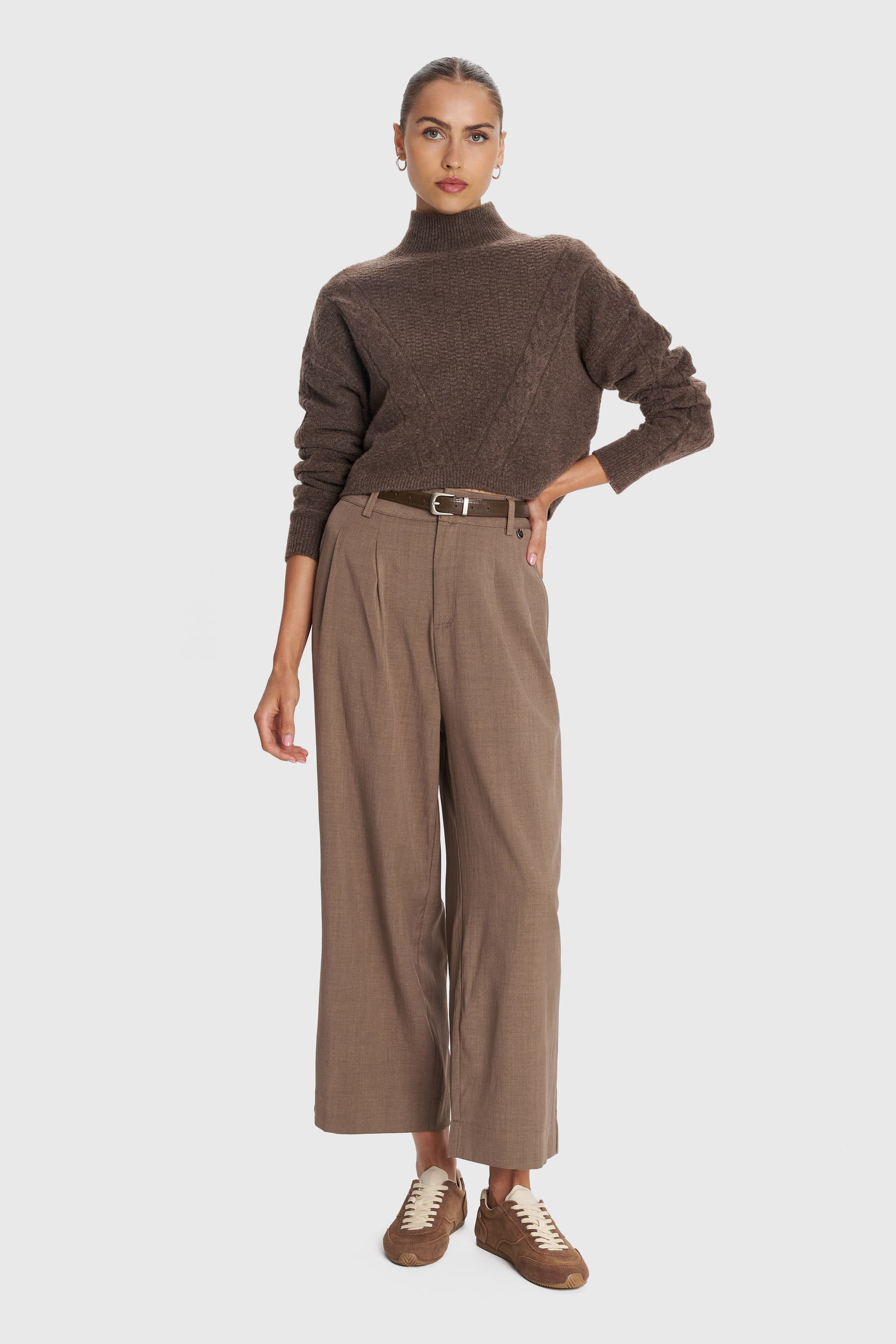 Παντελόνι office με ζώνη - CAPPUCCINO