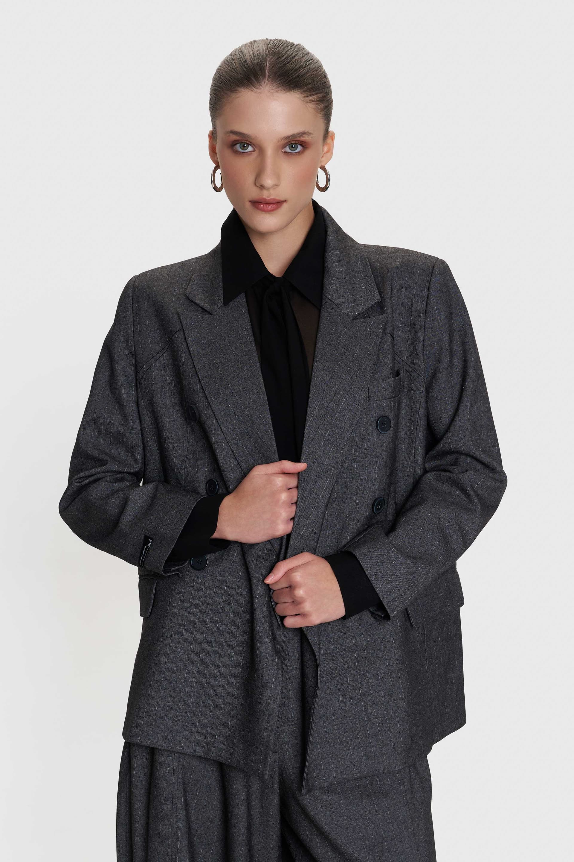 Σακάκι με διακοσμητικά κουμπιά - Γκρι