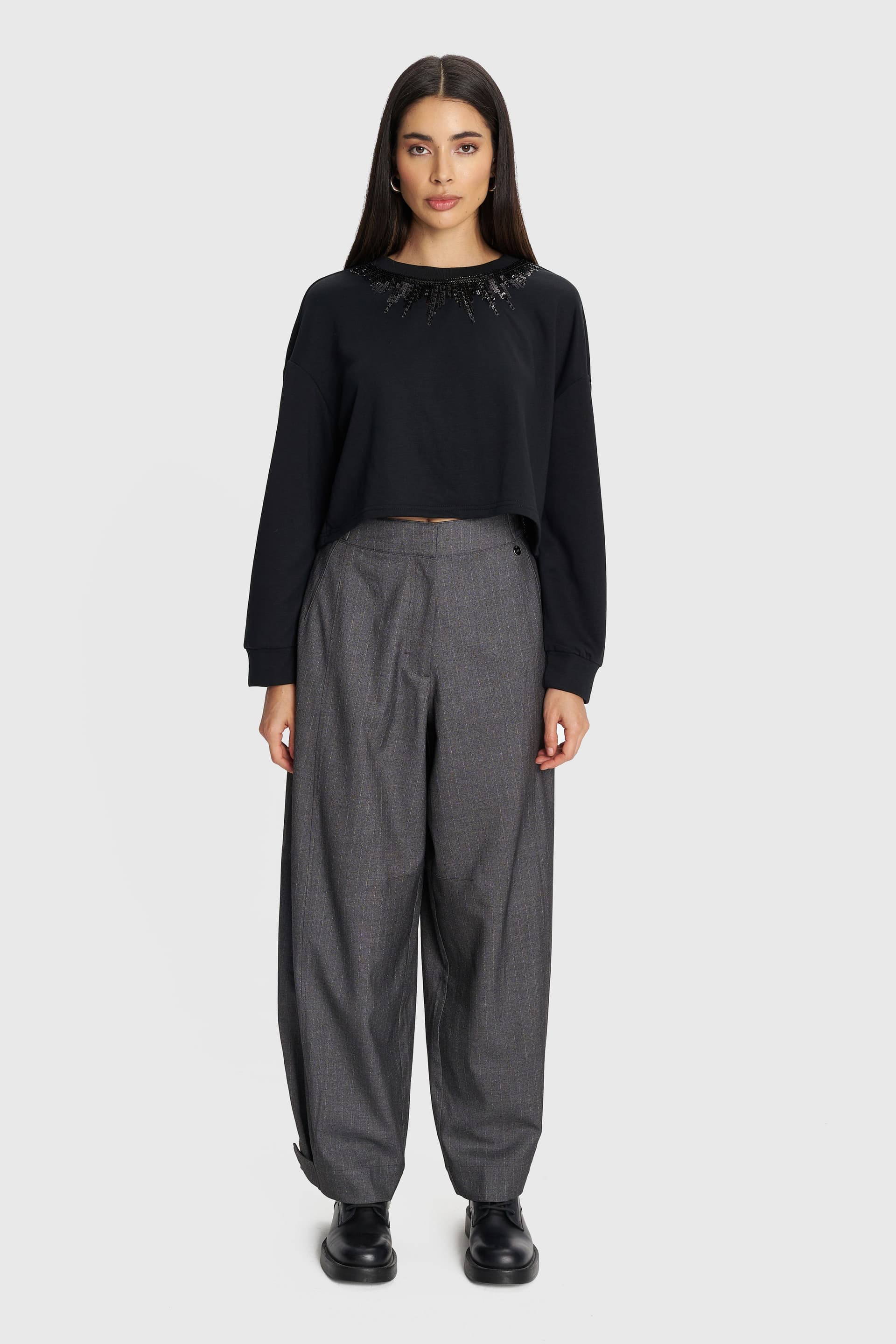 Παντελόνι formal ριγέ - Γκρι