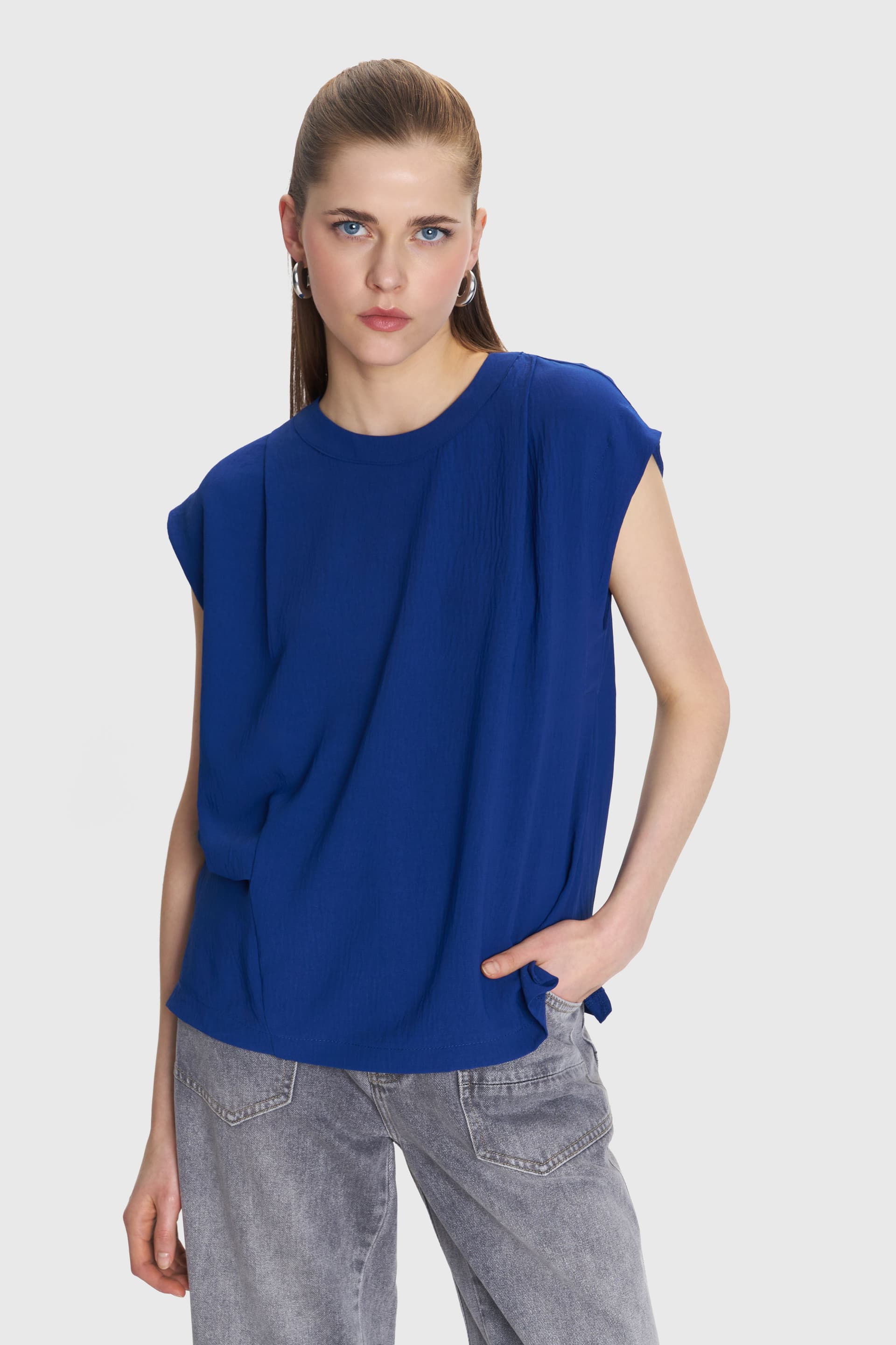 Τοπ αμάνικο μονόχρωμο - Μπλε