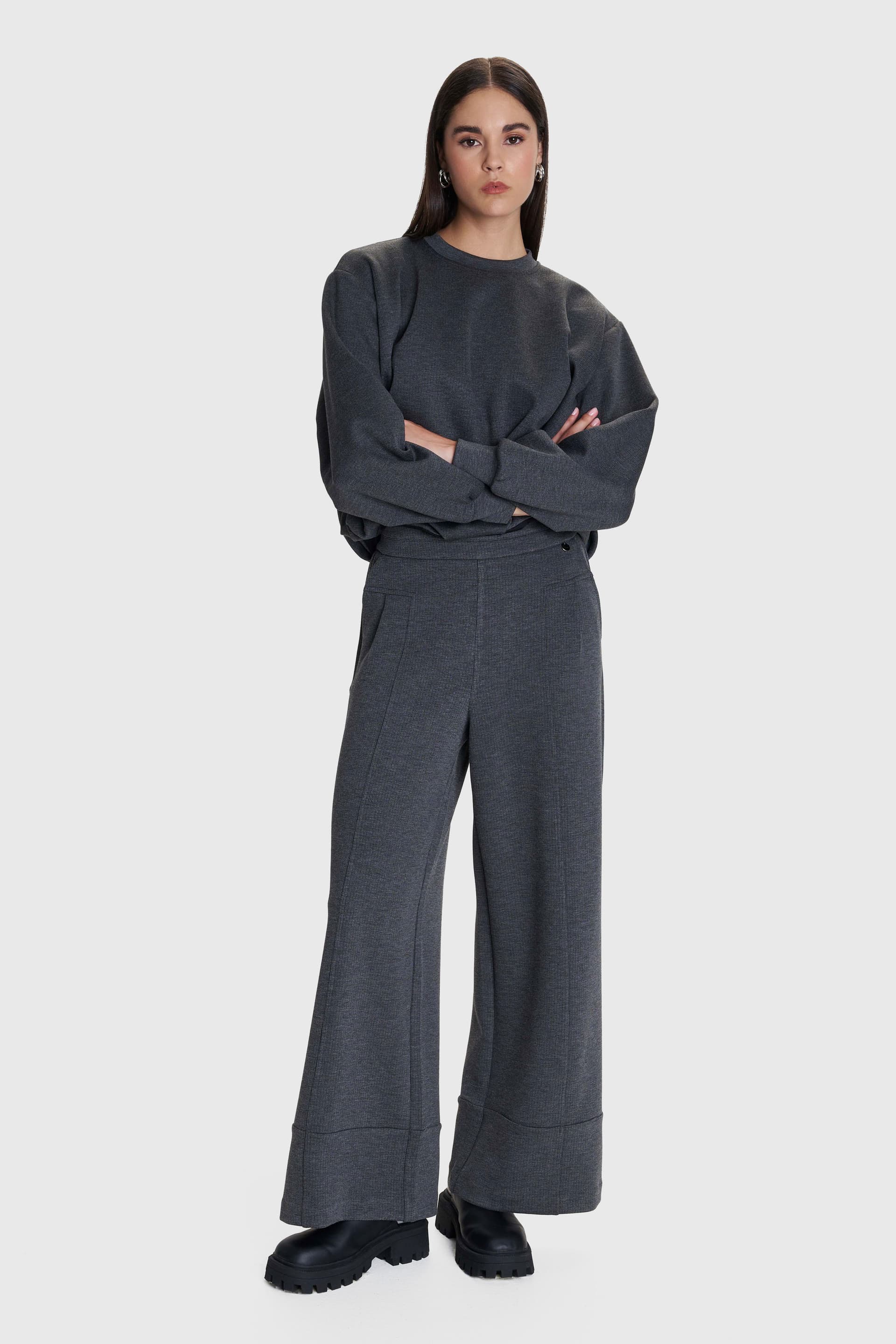 Μπλούζα φούτερ μονόχρωμη - Γκρι