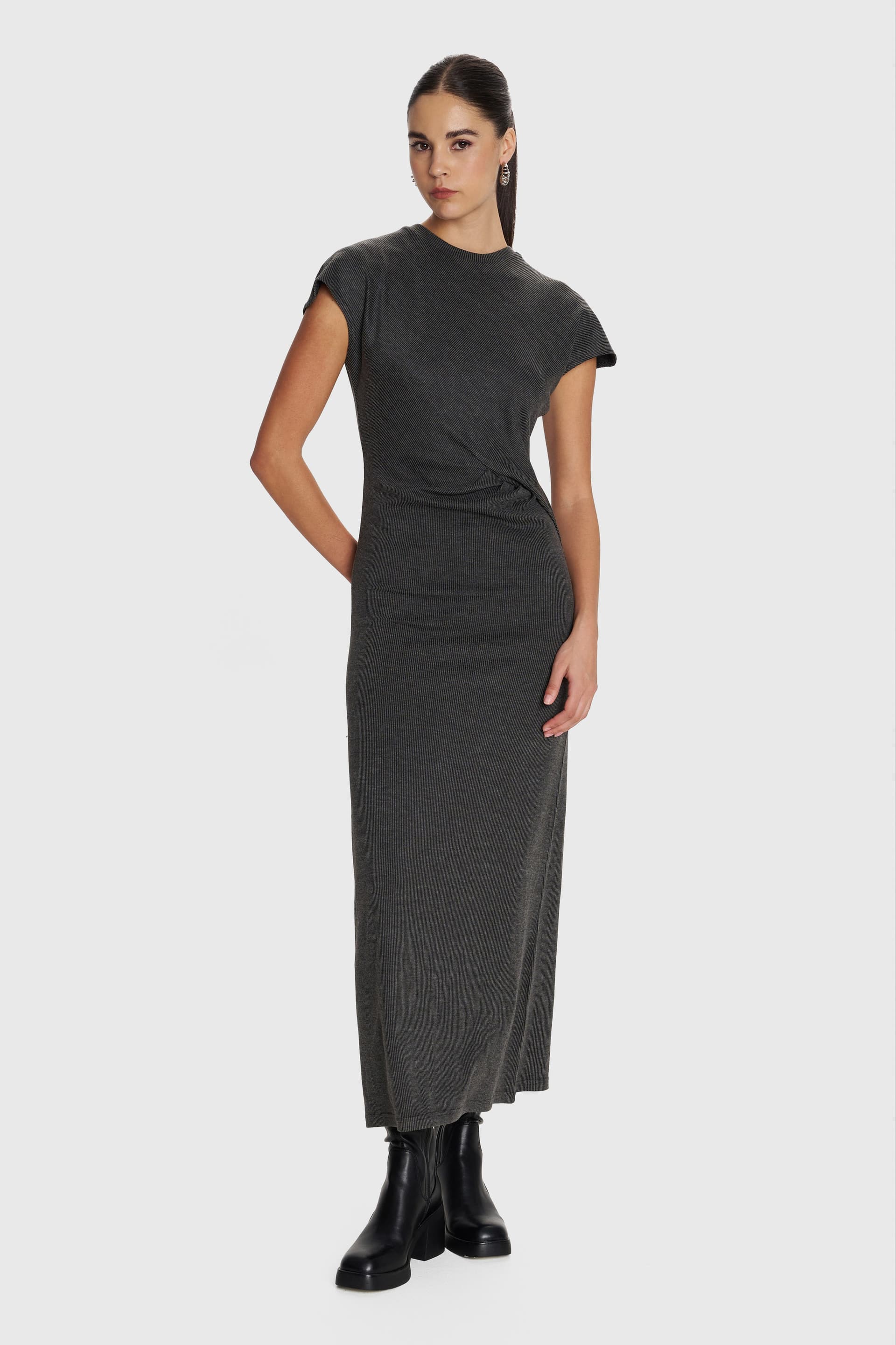 Φόρεμα μίντι εφαρμοστό - Γκρι